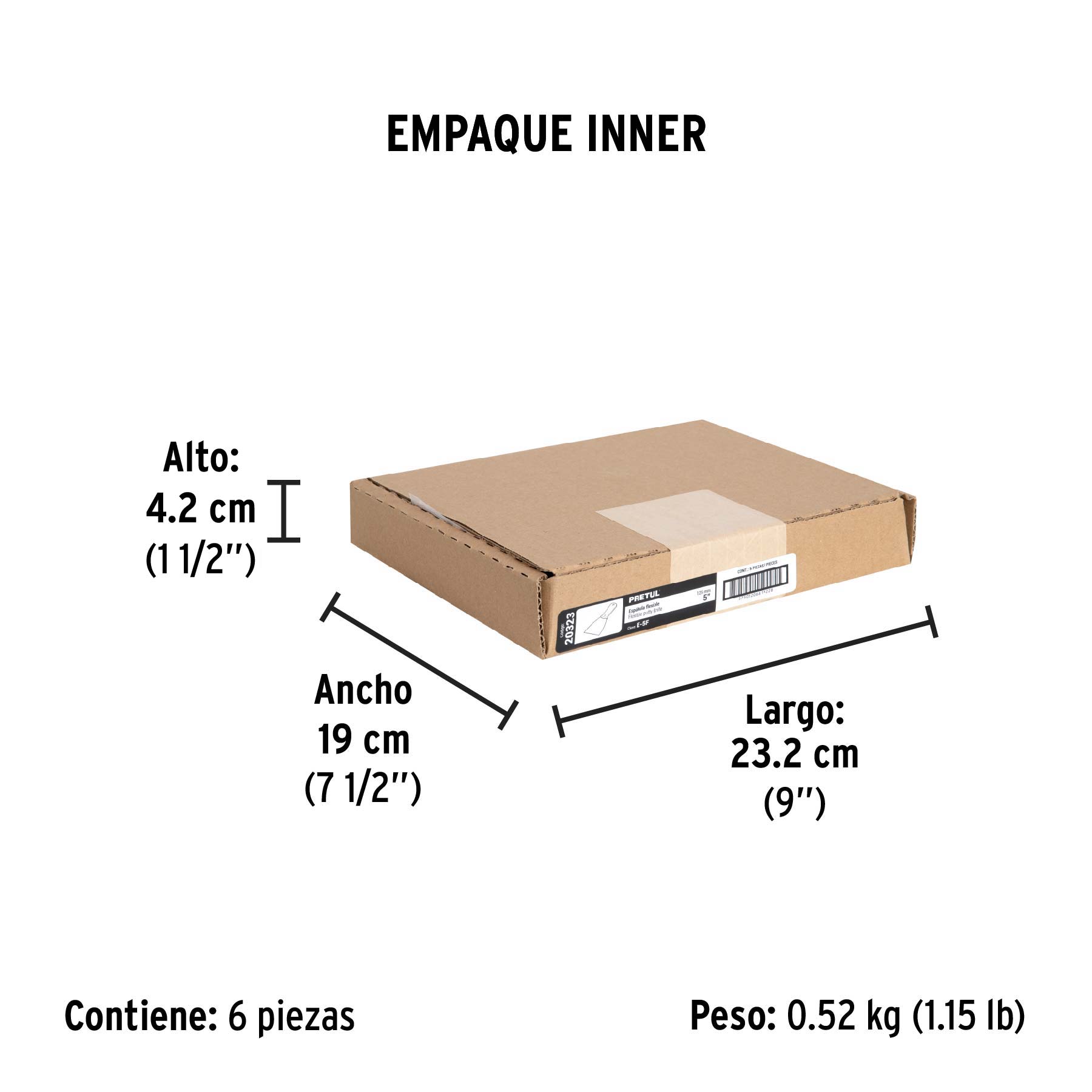 Espátula flexible 5" con mango de plástico, PRETUL - Empaque