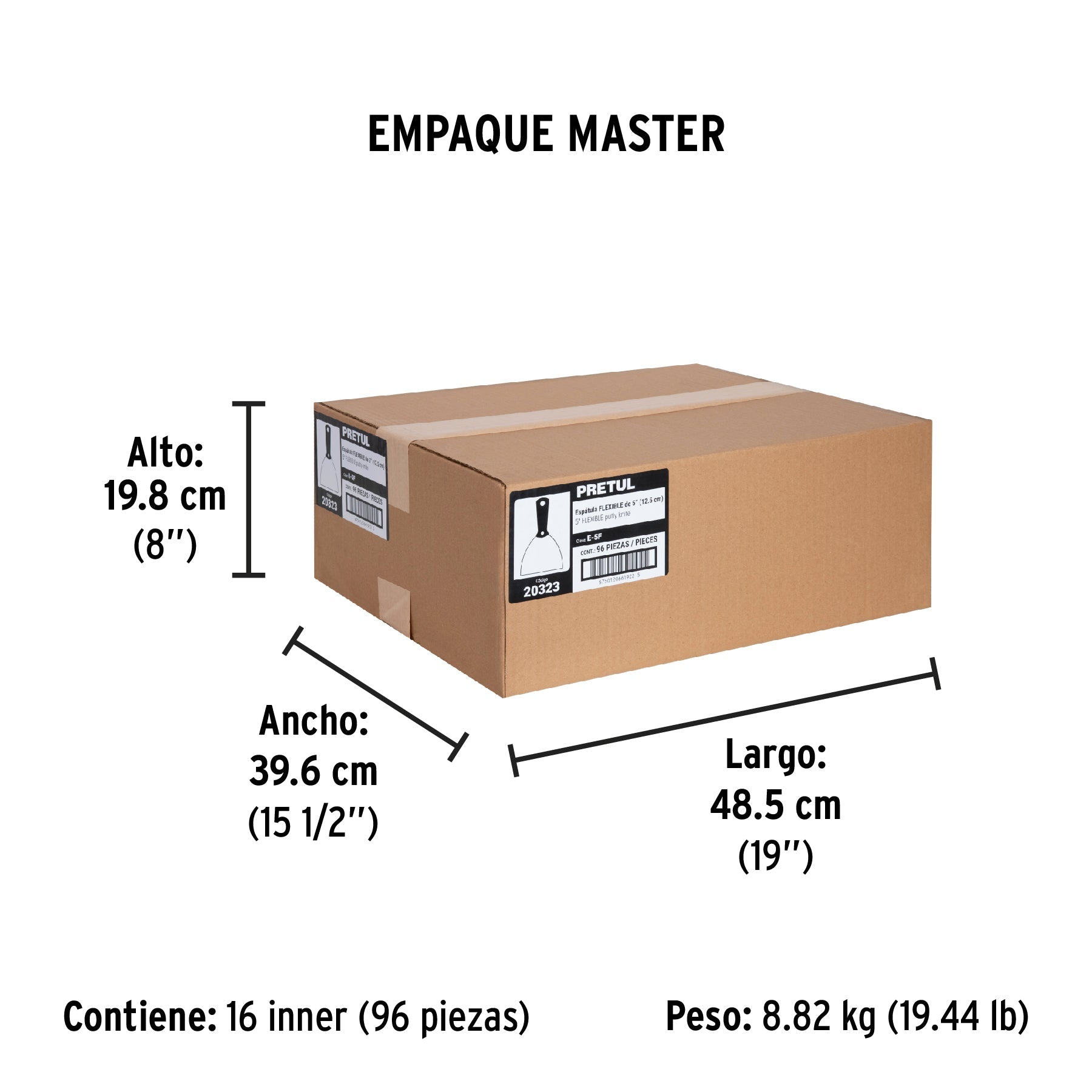 Espátula flexible 5" con mango de plástico, PRETUL - Empaque