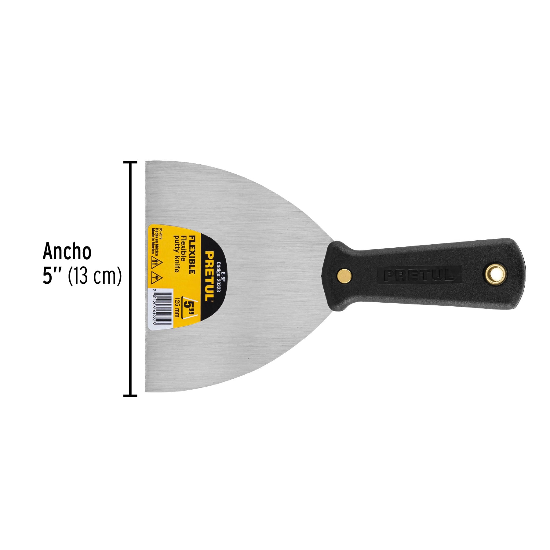 Espátula flexible 5" con mango de plástico, PRETUL