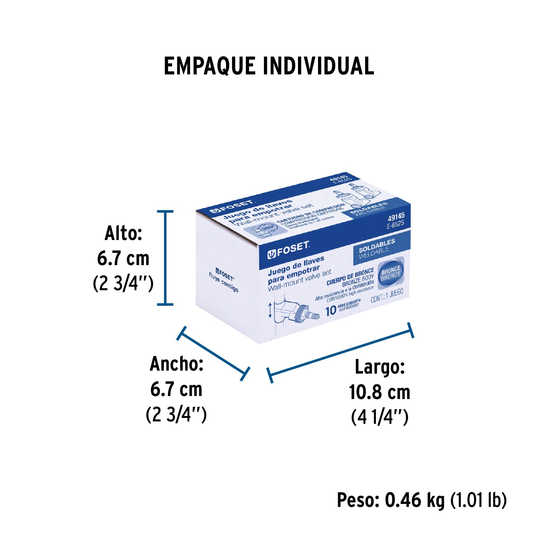 Juego llaves empotrar soldables,compresión,sin maneral FOSET - Empaque