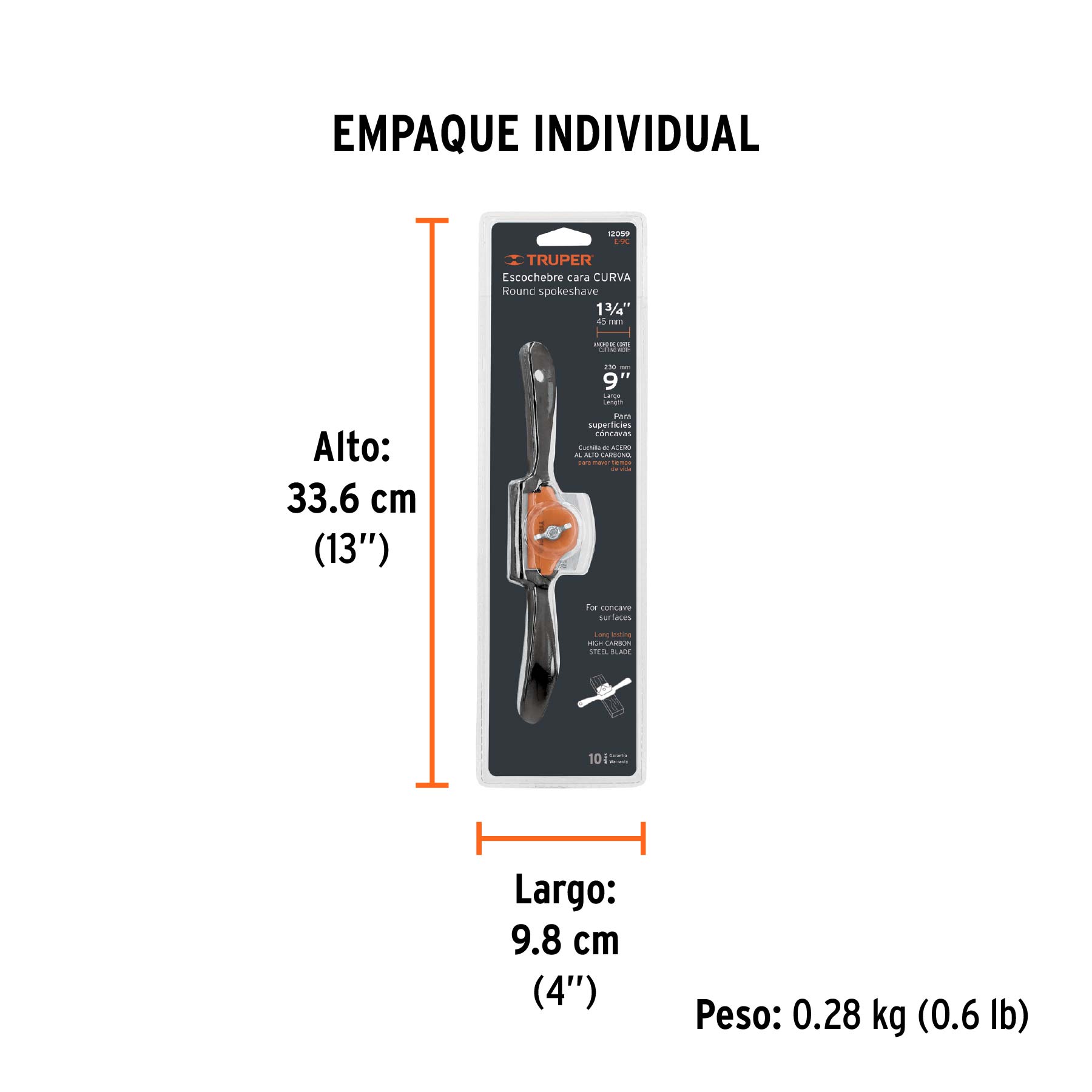 Escochebre curvo 9", TRUPER - Empaque