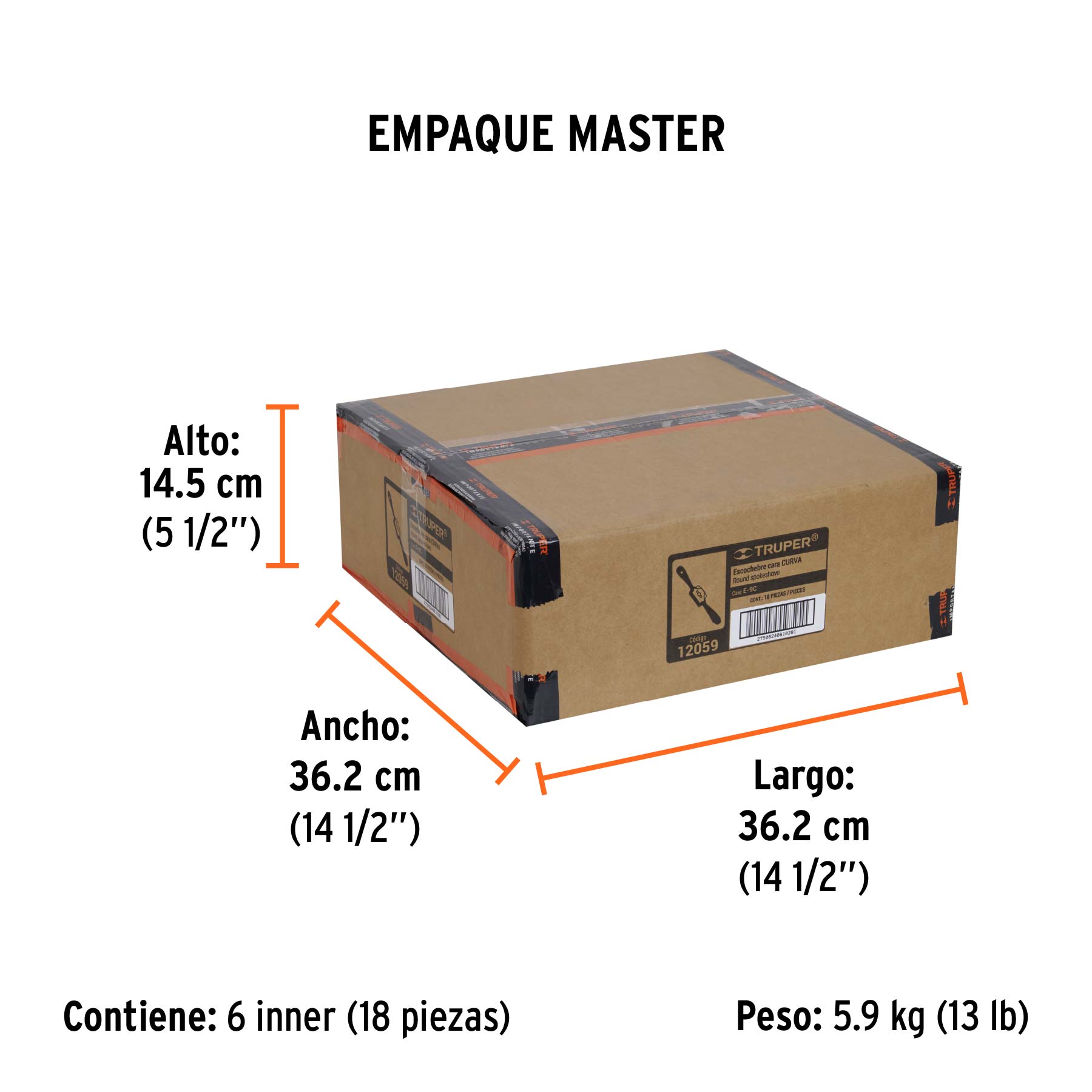 Escochebre curvo 9", TRUPER - Empaque