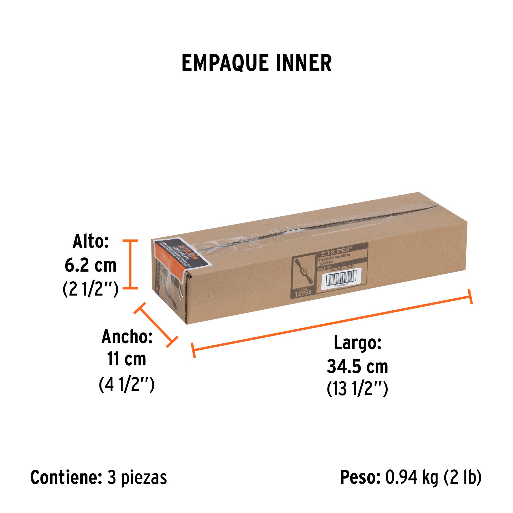 Escochebre recto 9", TRUPER - Empaque