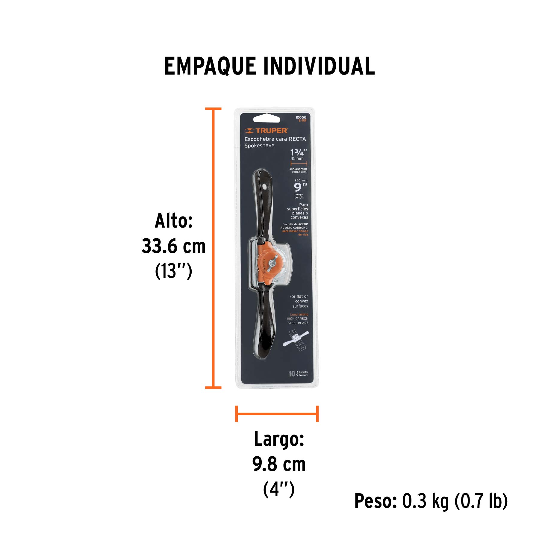 Escochebre recto 9", TRUPER - Empaque