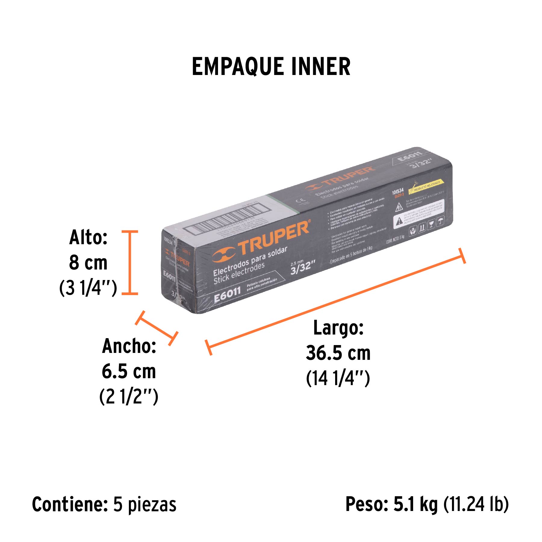 Bolsa con 1 kg de electrodos 6011 de 3/32", TRUPER - Empaque