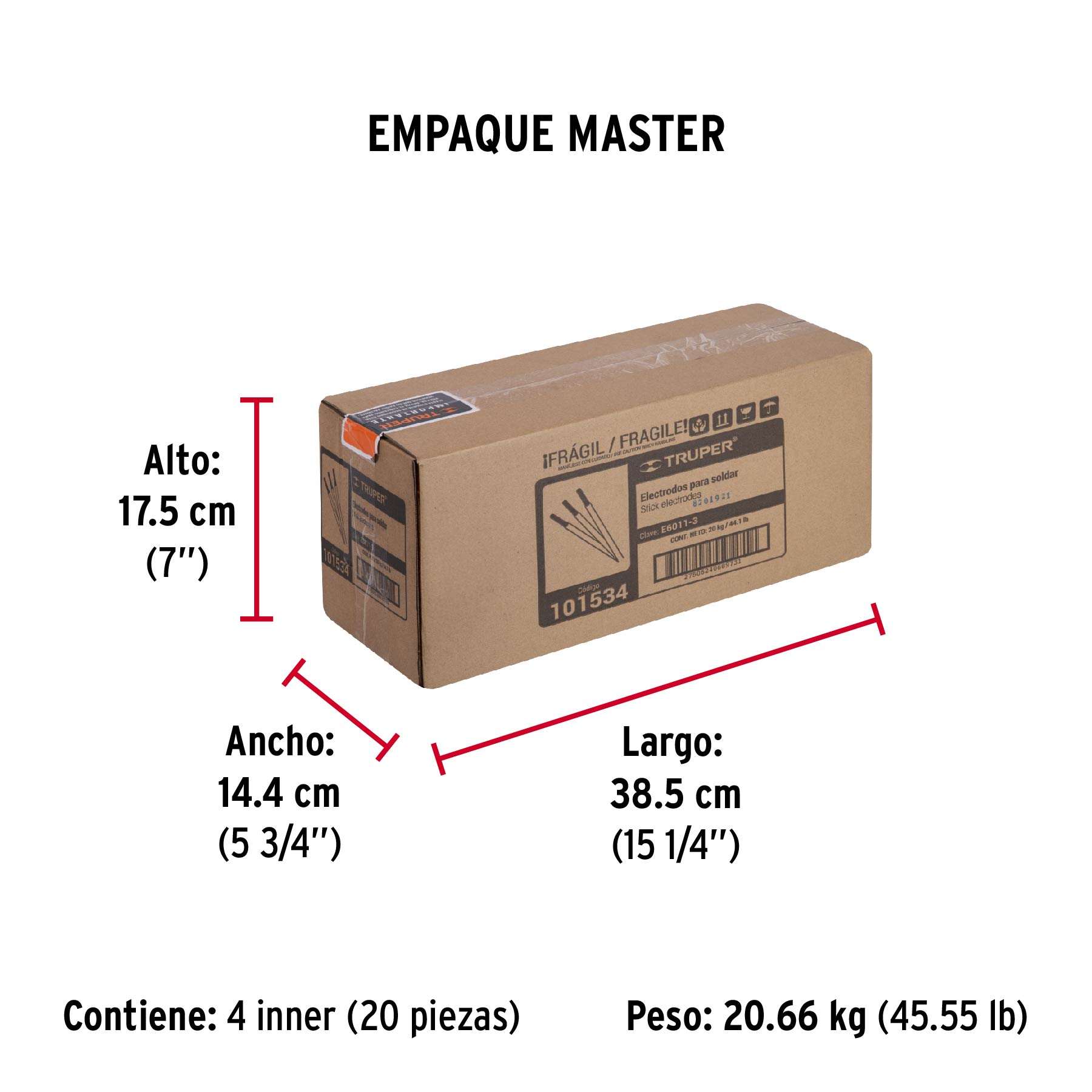 Bolsa con 1 kg de electrodos 6011 de 3/32", TRUPER - Empaque