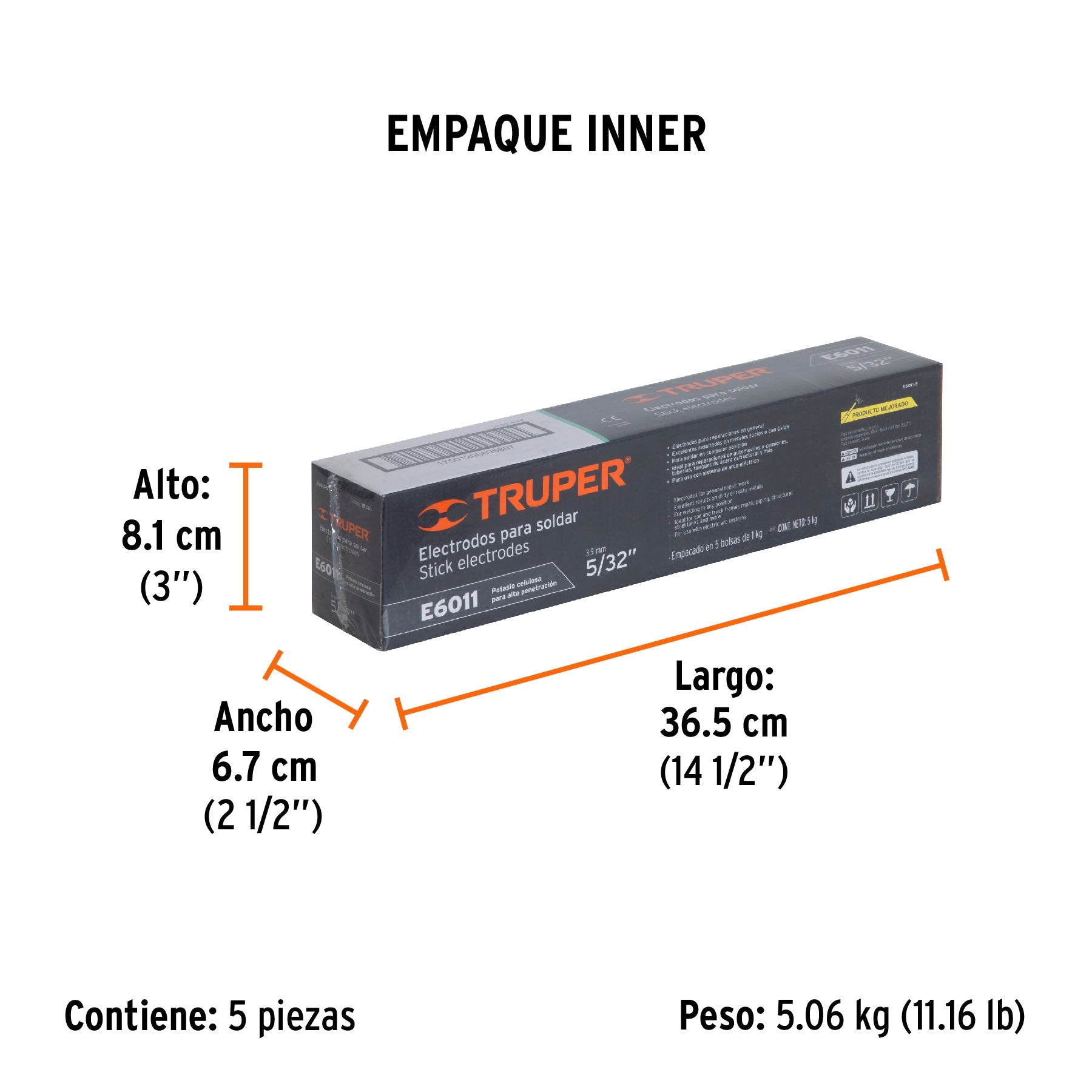 Bolsa con 1 kg de electrodos 6011 de 5/32", TRUPER - Empaque