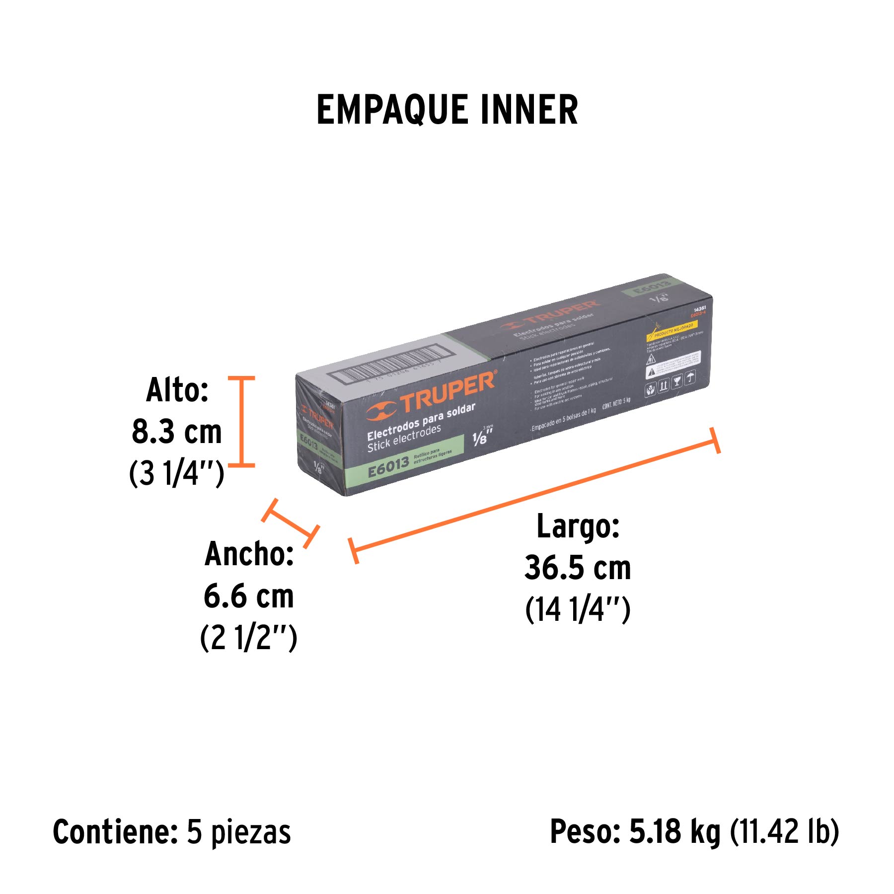 Bolsa con 1 kg de electrodos 6013 de 1/8", TRUPER - Empaque