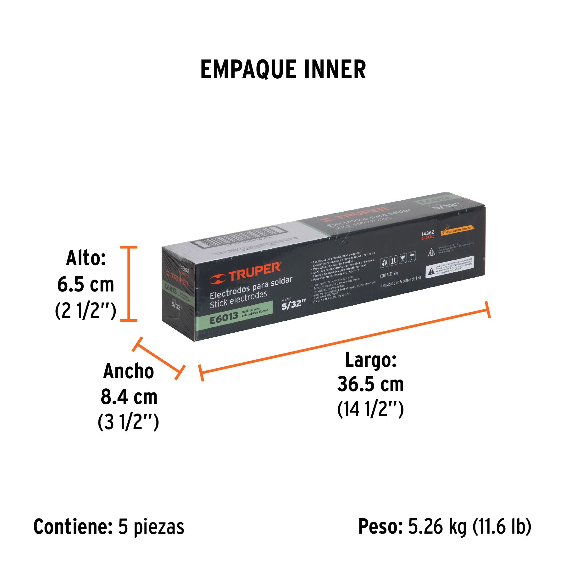 Bolsa con 1 kg de electrodos 6013 de 5/32", TRUPER - Empaque