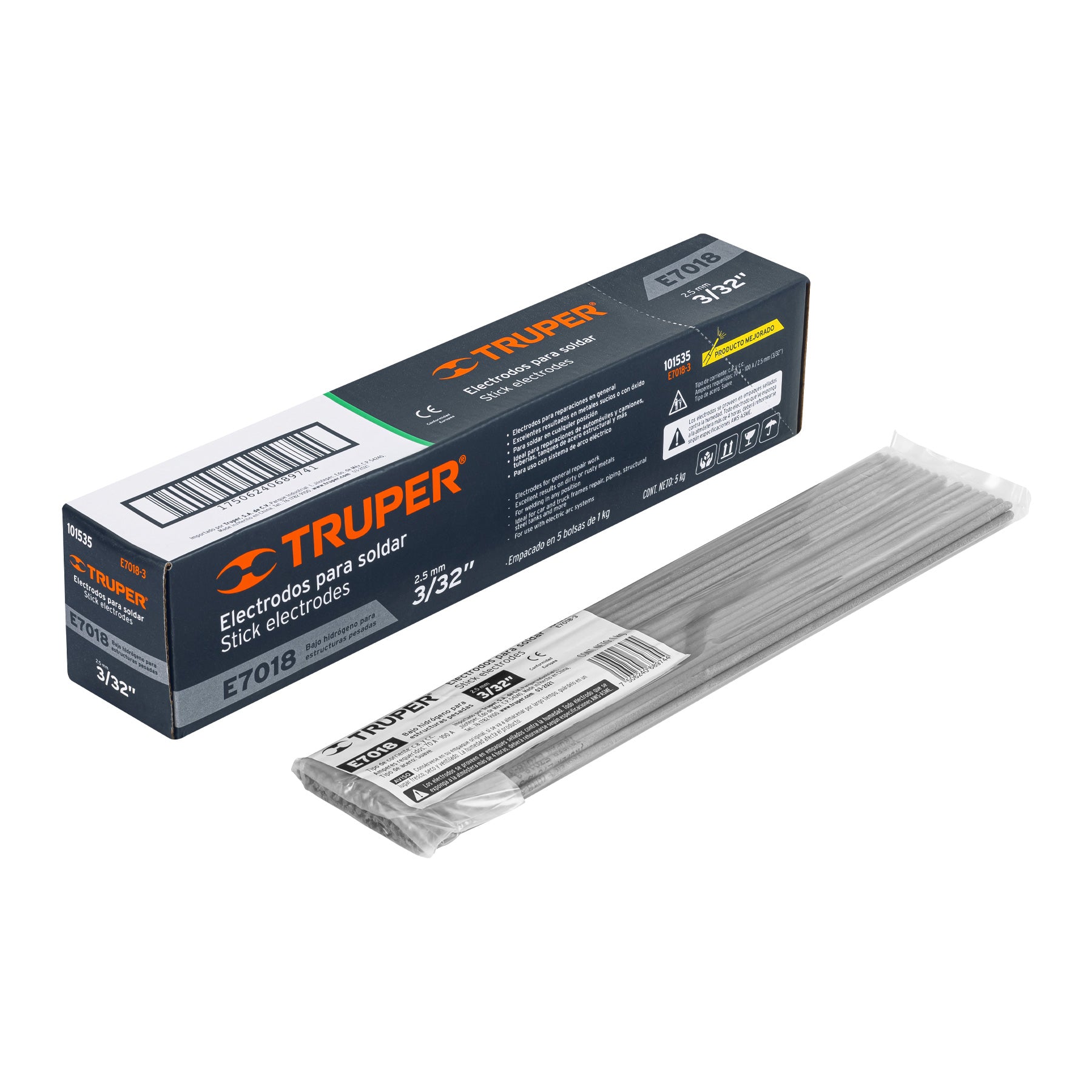 Bolsa con 1 kg de electrodos 7018 de 3/32", TRUPER