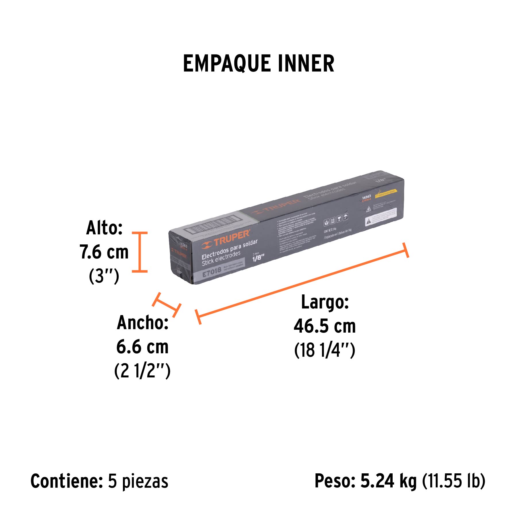 Bolsa con 1 kg de electrodos 7018 de 1/8", TRUPER - Empaque