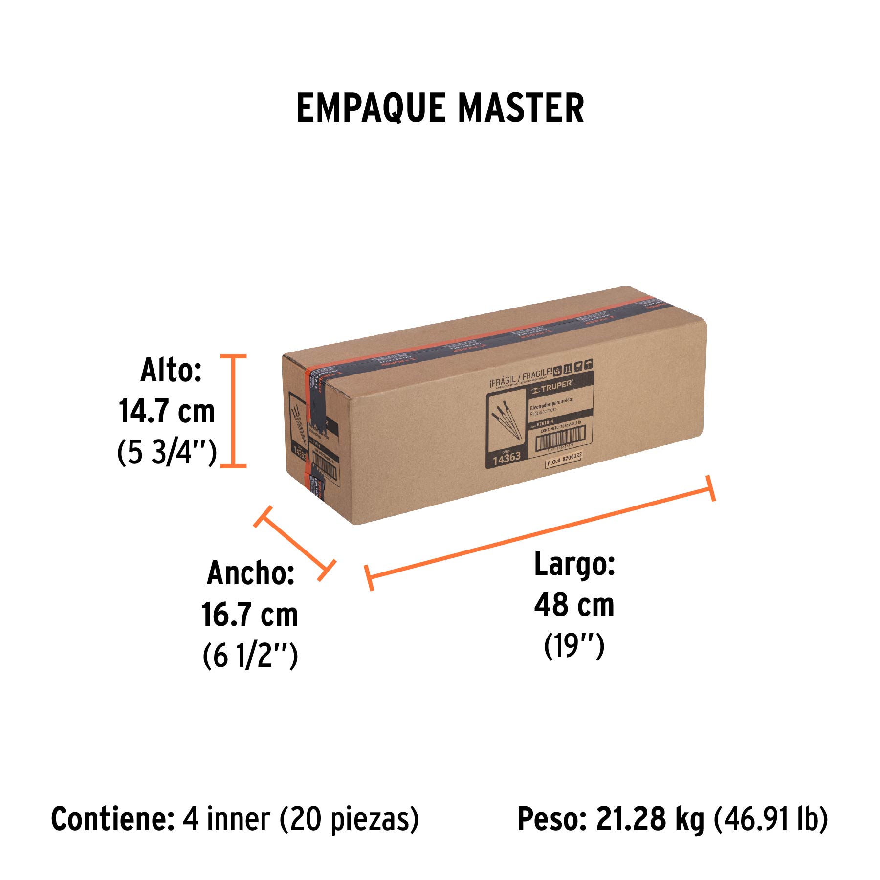 Bolsa con 1 kg de electrodos 7018 de 1/8", TRUPER - Empaque