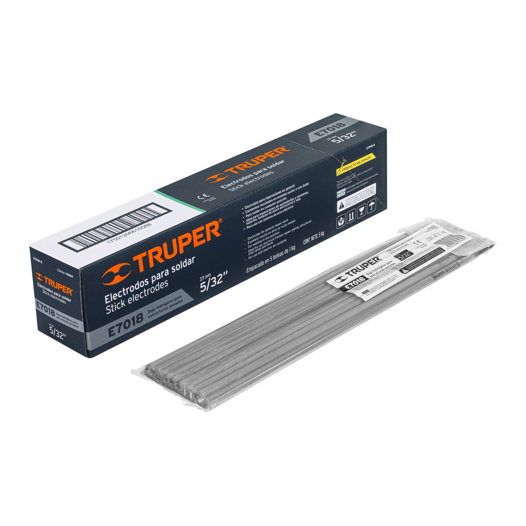 Bolsa con 1 kg de electrodos 7018 de 5/32", TRUPER