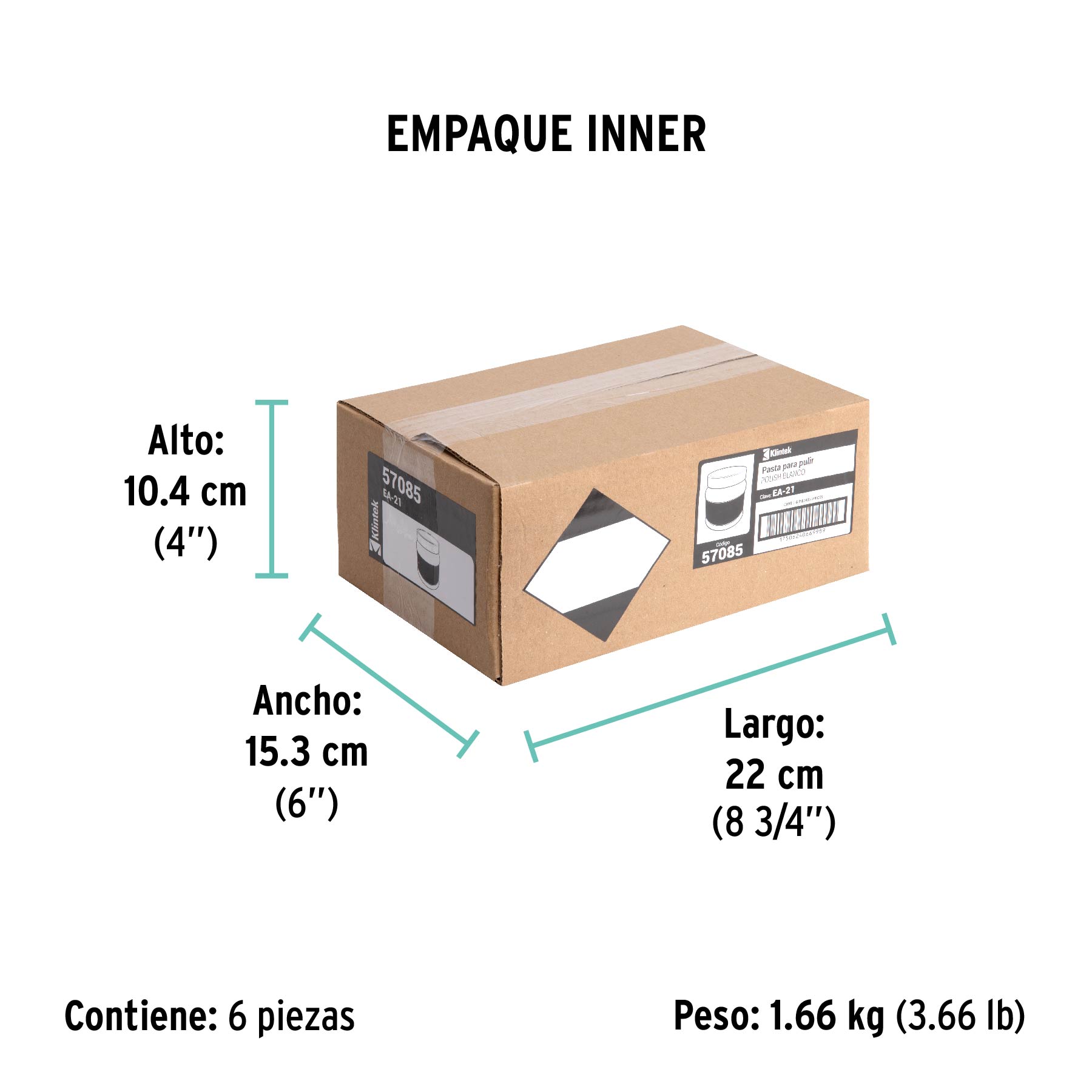 Polish blanco en pasta para auto, 250 g, uso ligero, KLINTEK - Empaque
