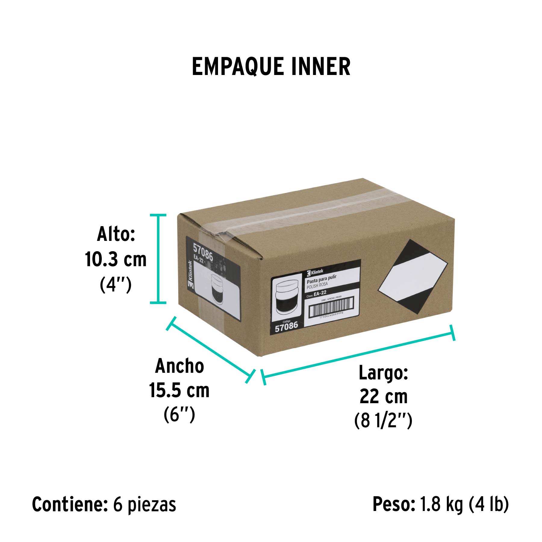Polish rosa en pasta para auto, 250 g, uso medio, KLINTEK - Empaque