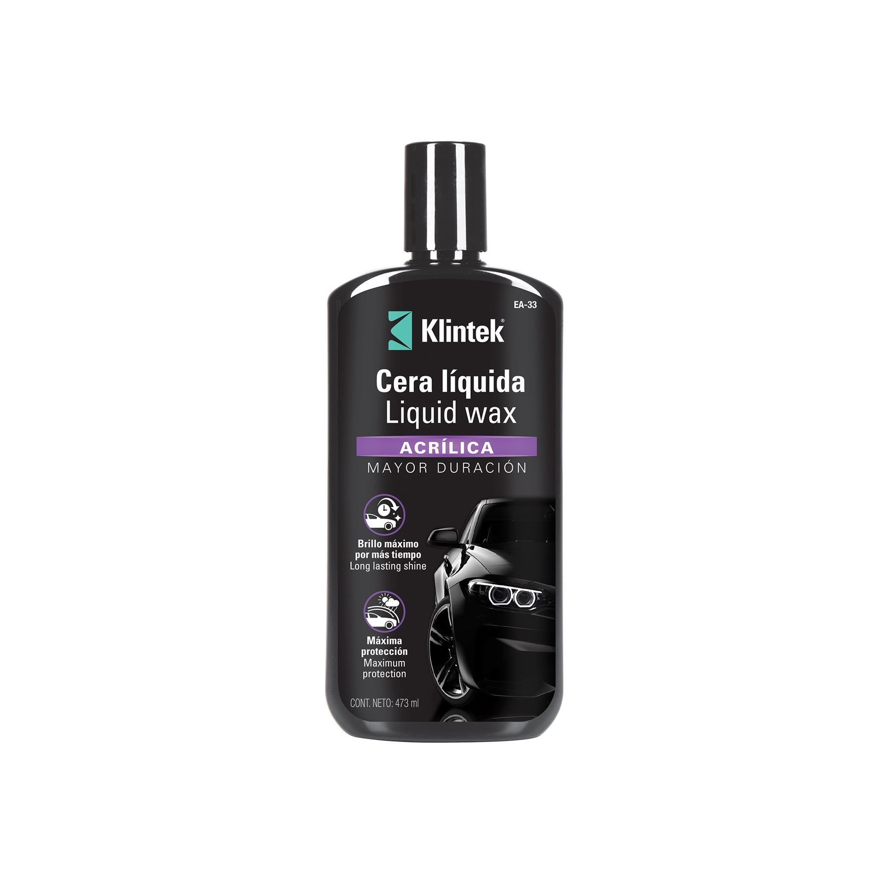 Cera líquida acrílica para auto, 473 ml, KLINTEK