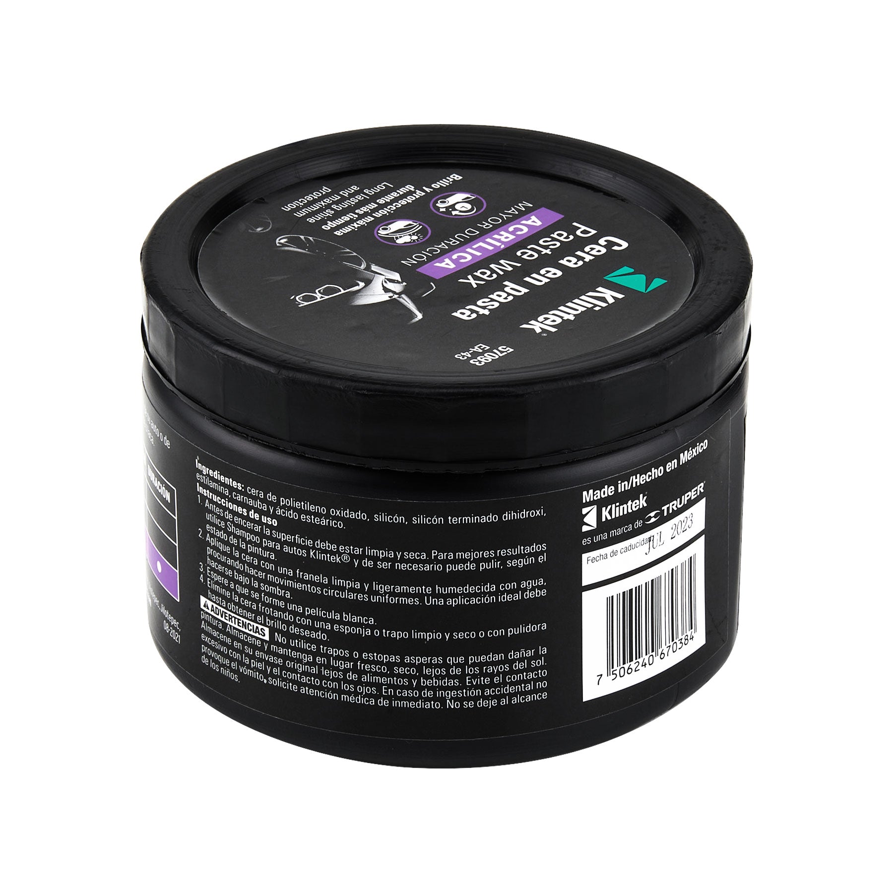 Cera pasta acrílica para auto, 500 g, KLINTEK
