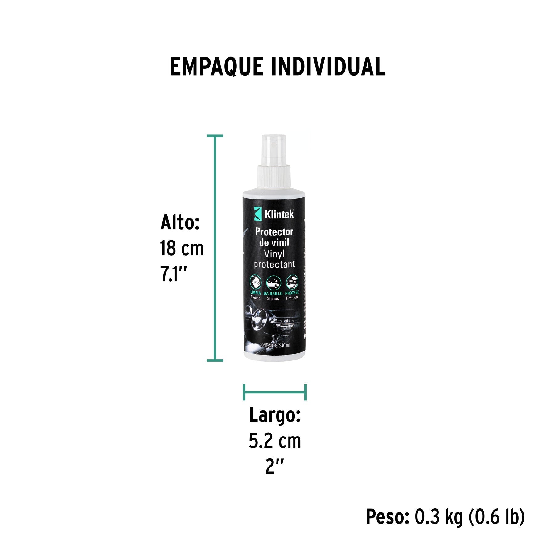 Líquido protector de vinil, 240 ml, KLINTEK - Empaque