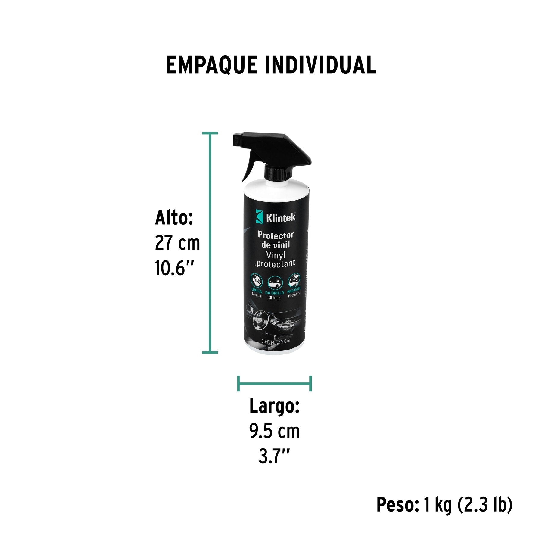 Líquido protector de vinil, 960 ml, KLINTEK - Empaque