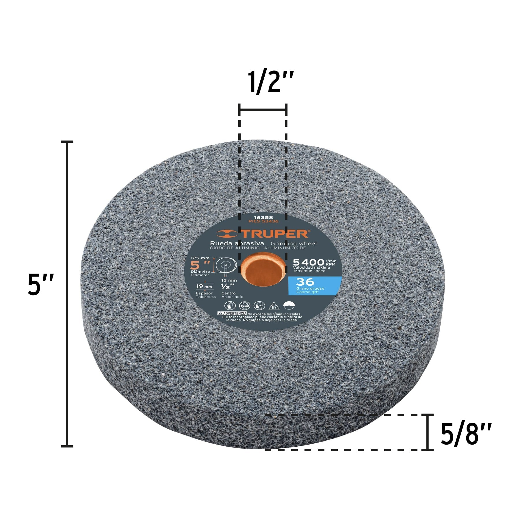 Esmeril de banco de 5" de 1/6 HP (120 W), PRETUL