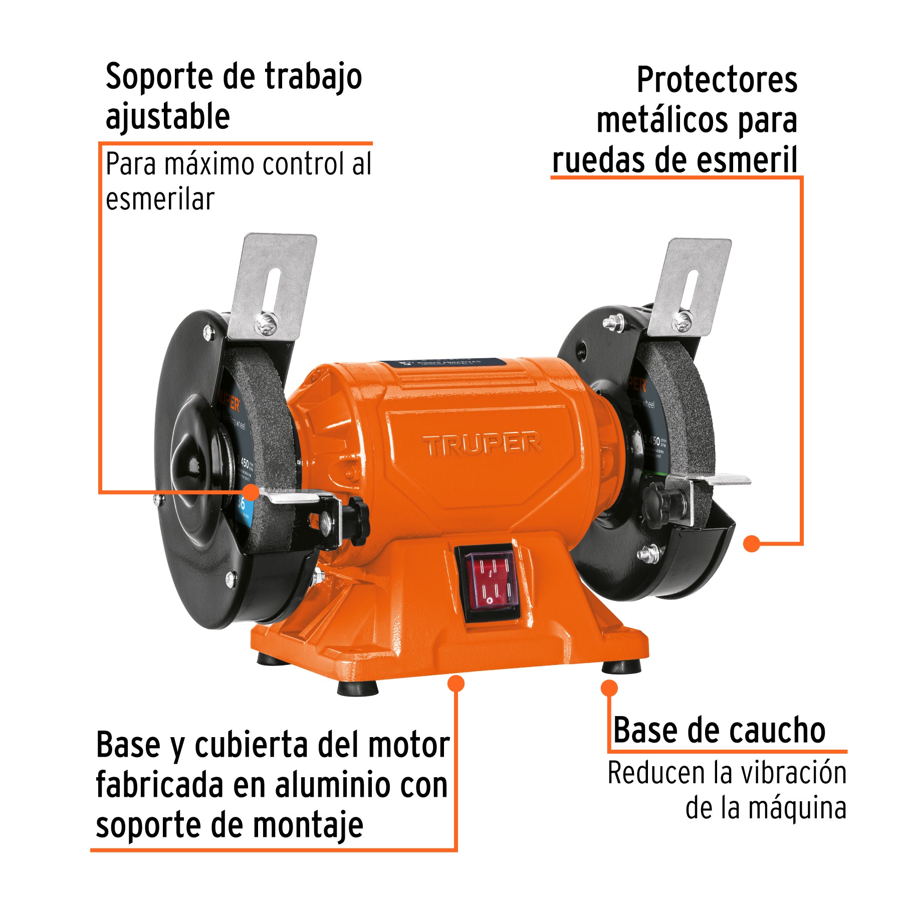 Esmeril de banco de 5" de 1/4 HP (185 W), TRUPER