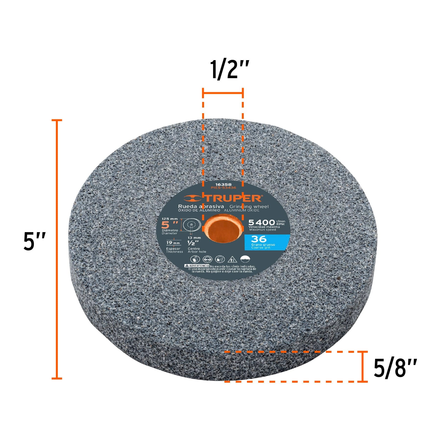 Esmeril de banco de 5" de 1/4 HP (185 W), TRUPER