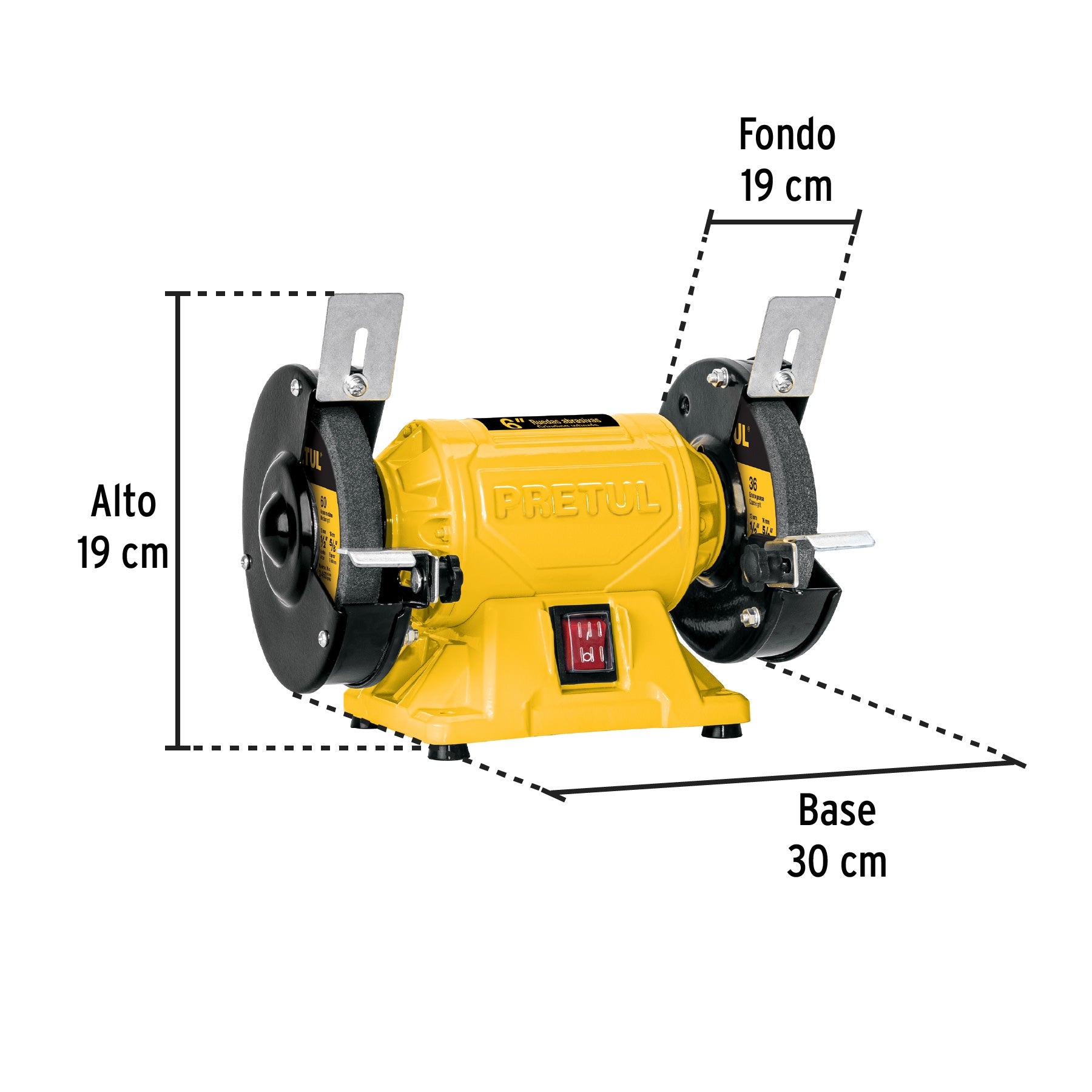 Esmeril de banco de 6" de 1/4 HP (185 W), PRETUL