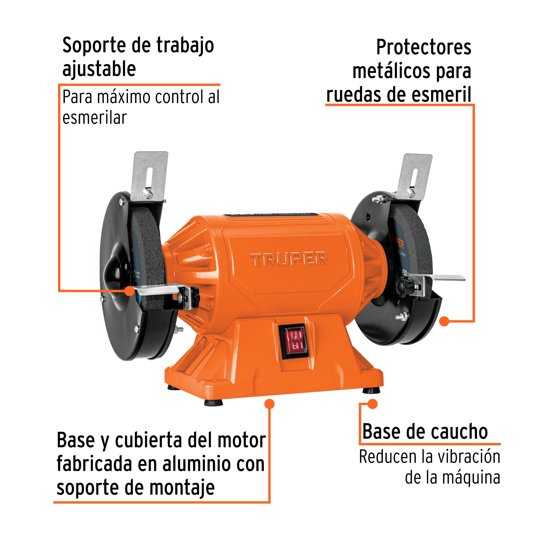 Esmeril de banco de 6" de 1/2 HP (370 W), TRUPER