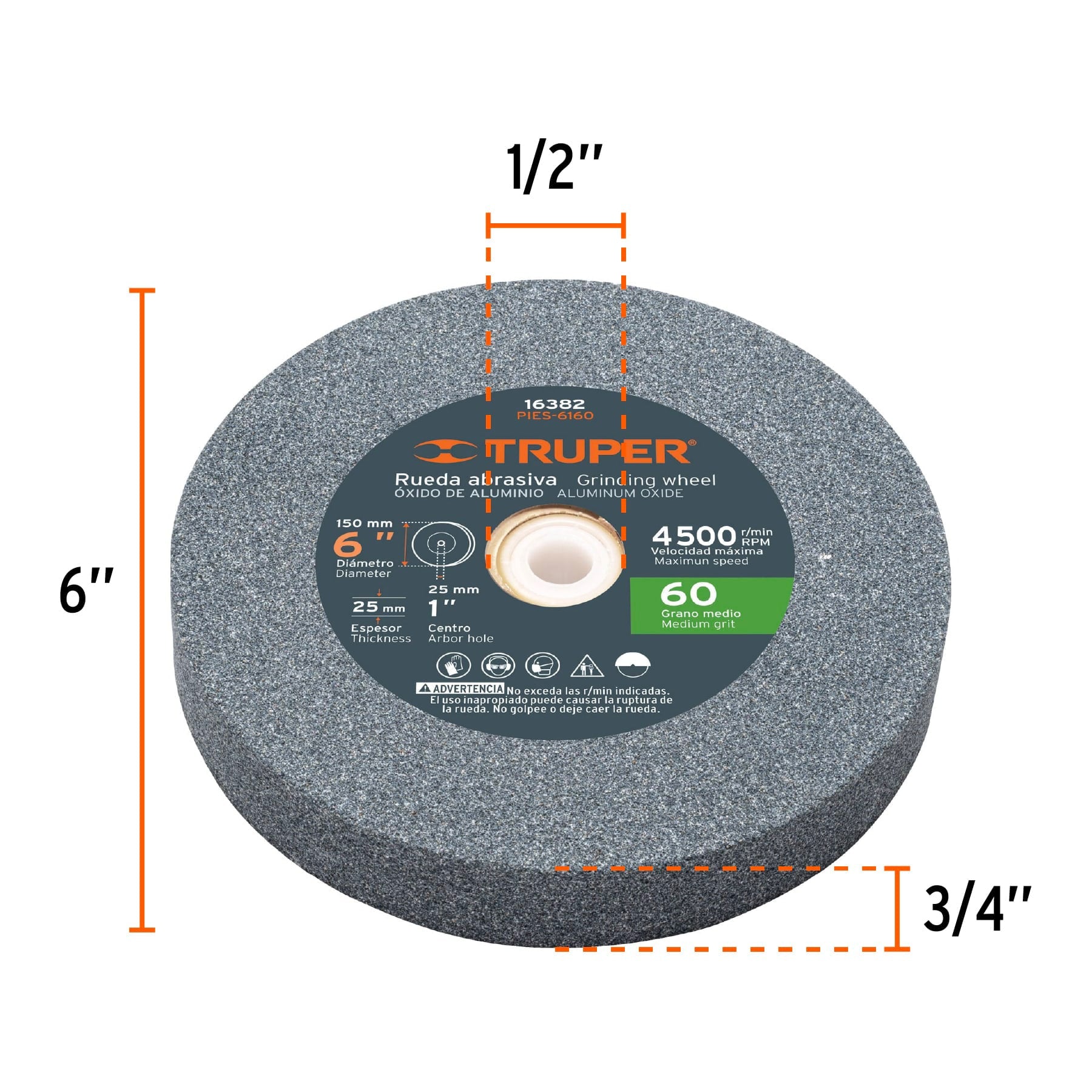 Esmeril de banco de 6" de 1/2 HP (370 W), TRUPER