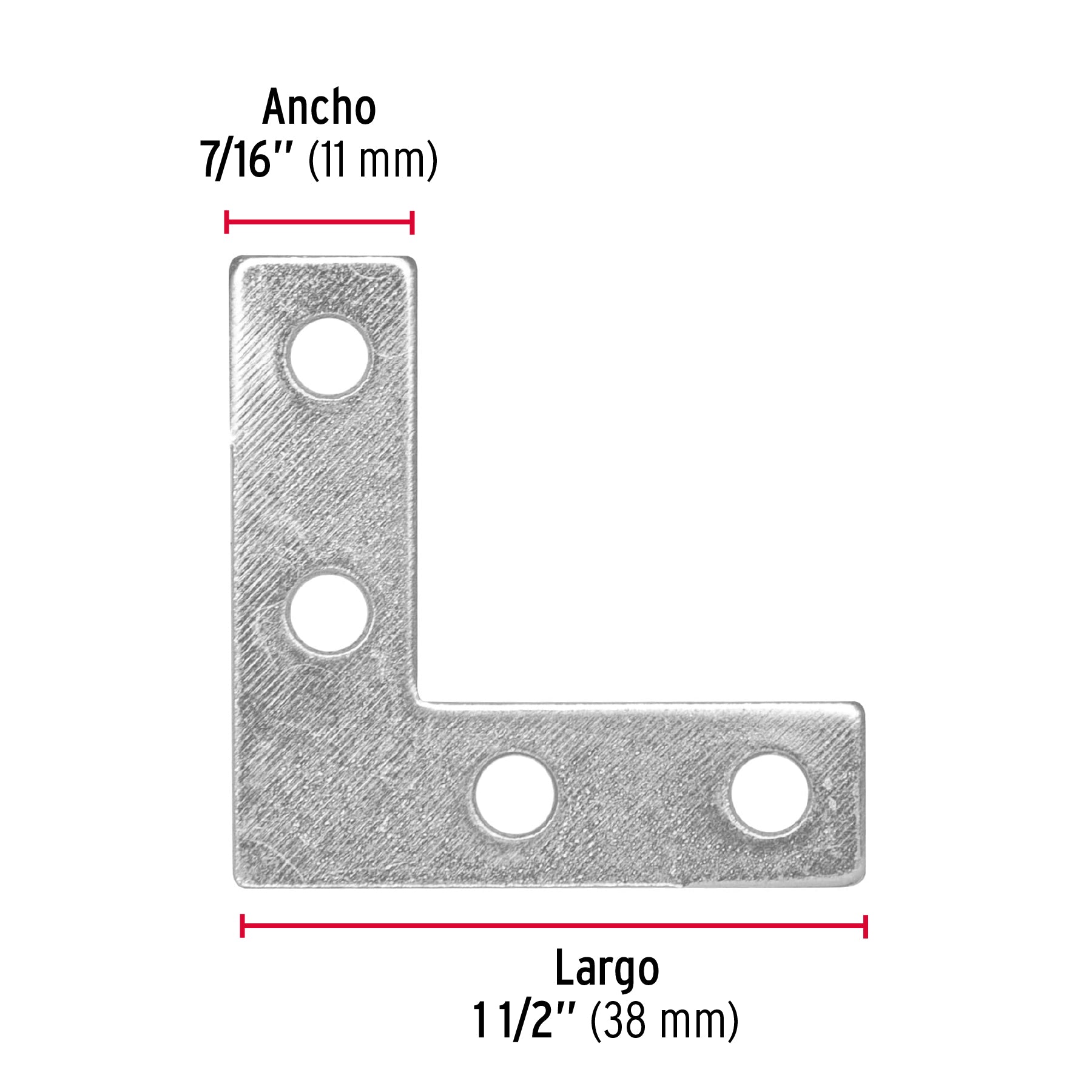 Bolsa c/24 escuadras planas cantoneras 1-1/2"x1-1/2", FIERO