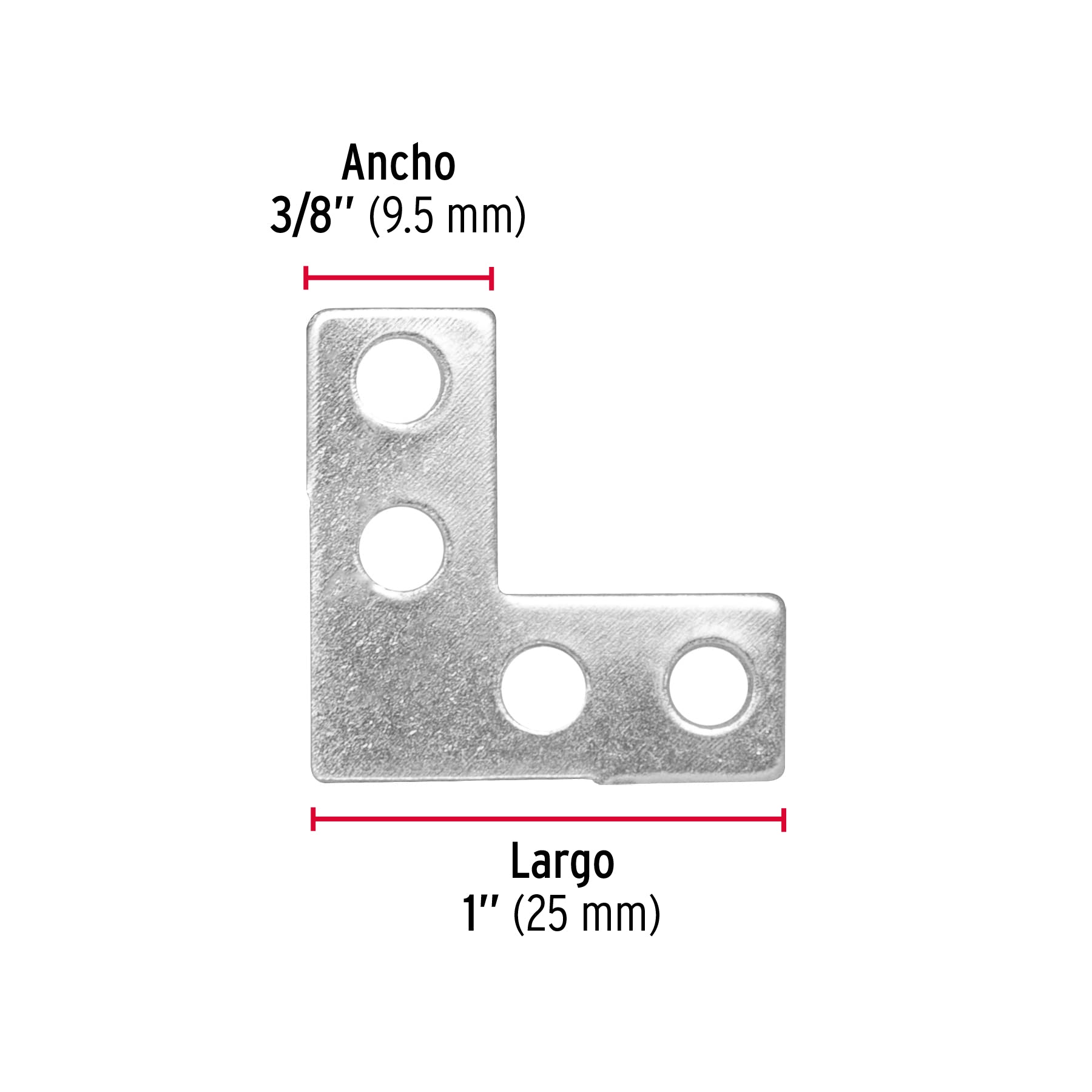 Bolsa c/24 escuadras planas cantoneras 1" x 1", FIERO