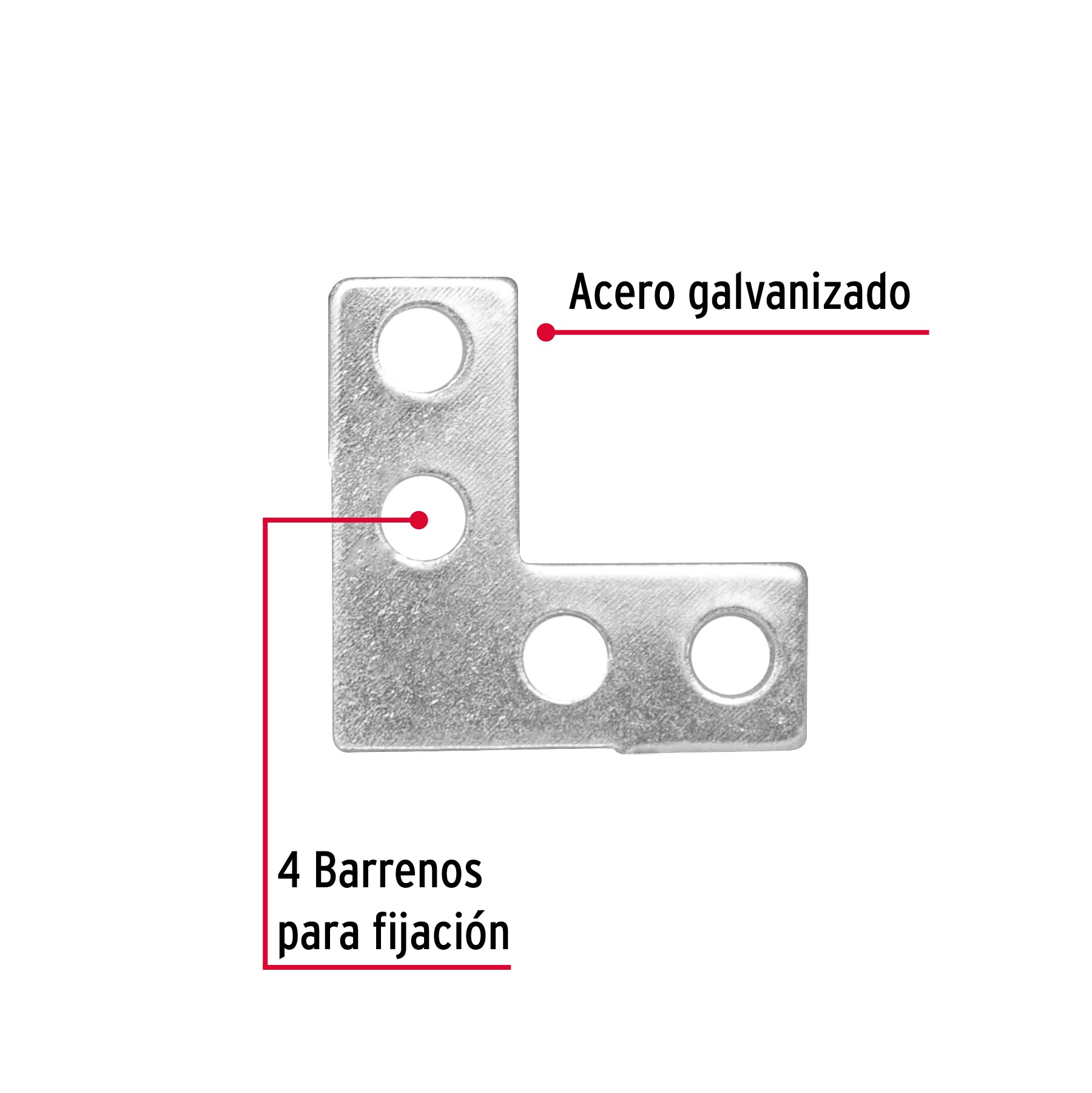 Bolsa c/24 escuadras planas cantoneras 1" x 1", FIERO