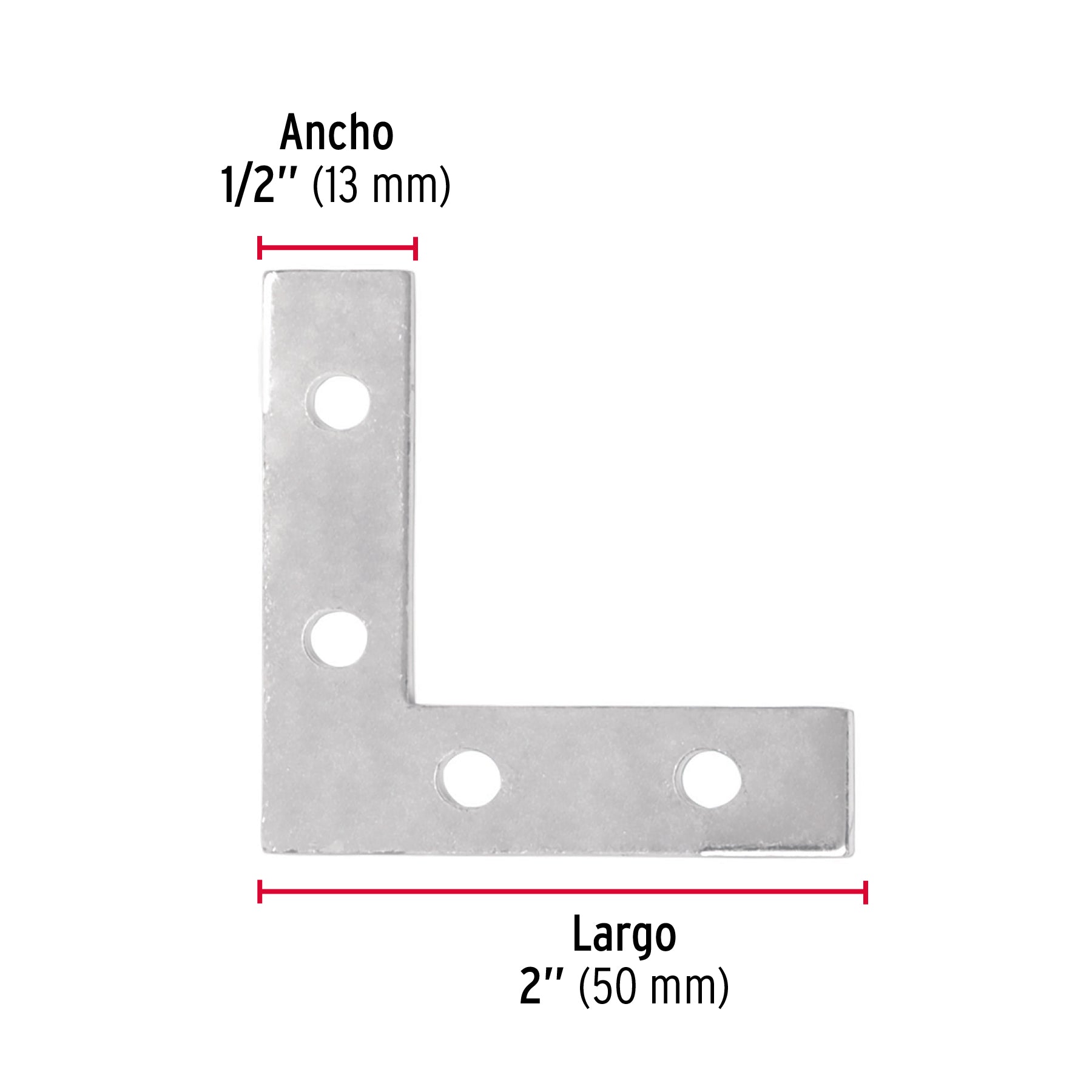 Bolsa c/24 escuadras planas cantoneras 2" x 2", FIERO
