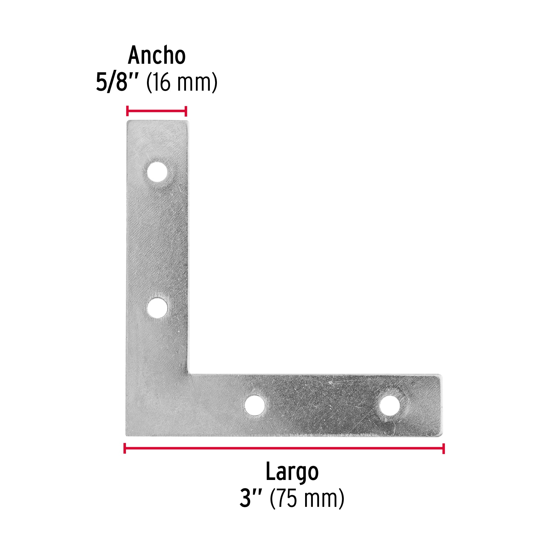 Bolsa c/24 escuadras planas cantoneras 3" x 3", FIERO