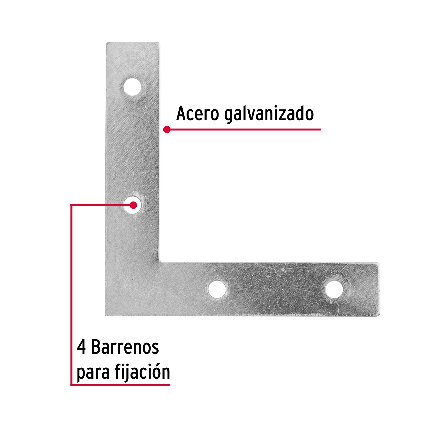 Bolsa c/24 escuadras planas cantoneras 3" x 3", FIERO