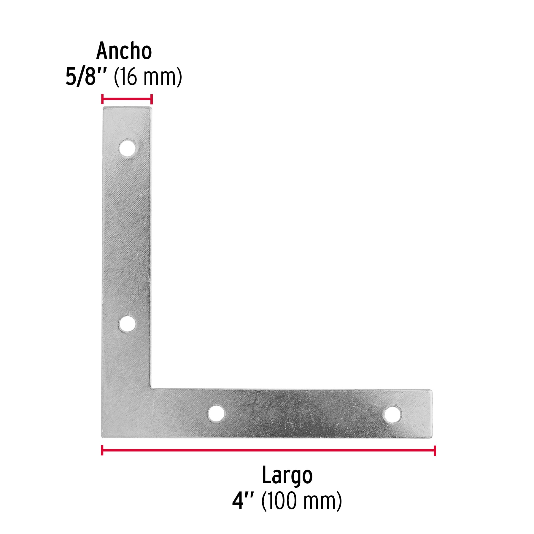 Bolsa c/24 escuadras planas cantoneras 4" x 4", FIERO