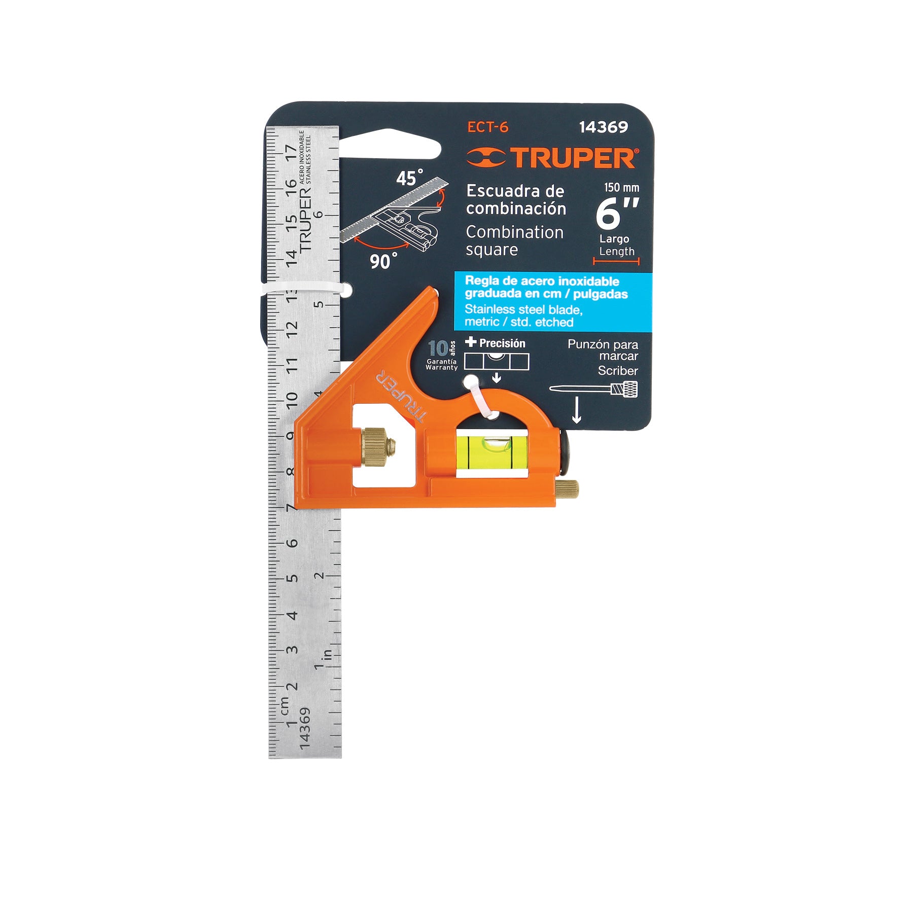 Escuadra 7" de combinación con punzón para marcar, TRUPER