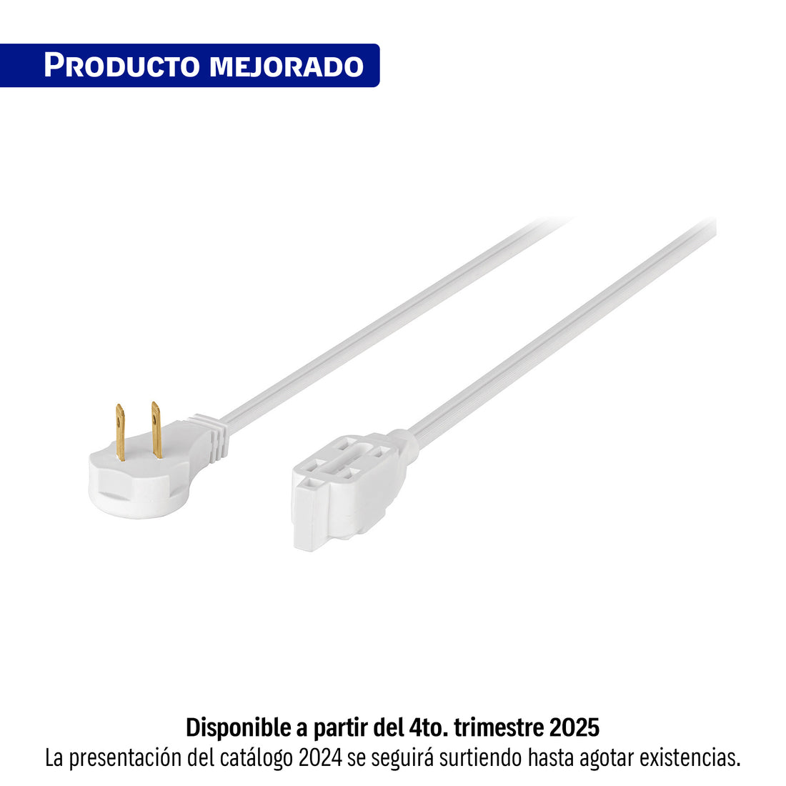 Extensión eléctrica doméstica 3 m clavija plana, blanca
