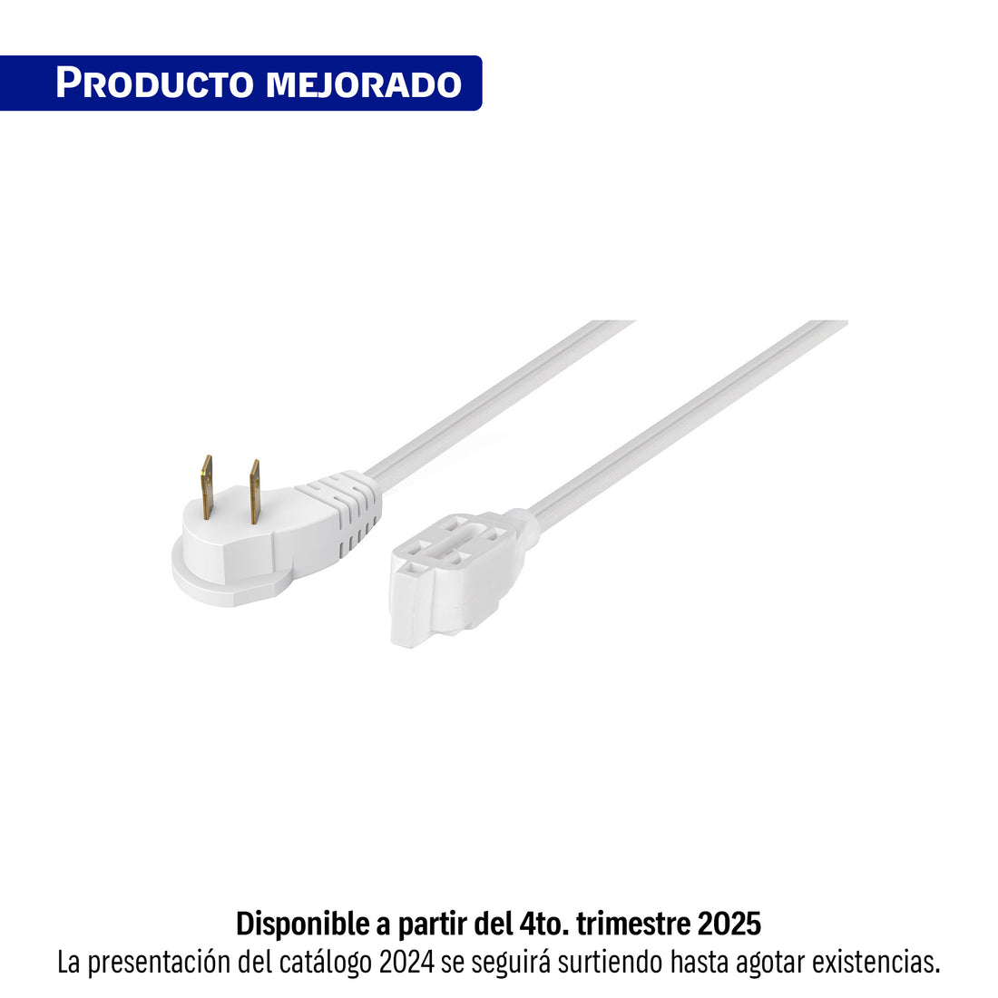 Extensión eléctrica doméstica 4 m clavija plana, blanca