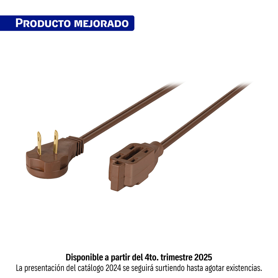 Extensión eléctrica doméstica 6 m clavija plana, café