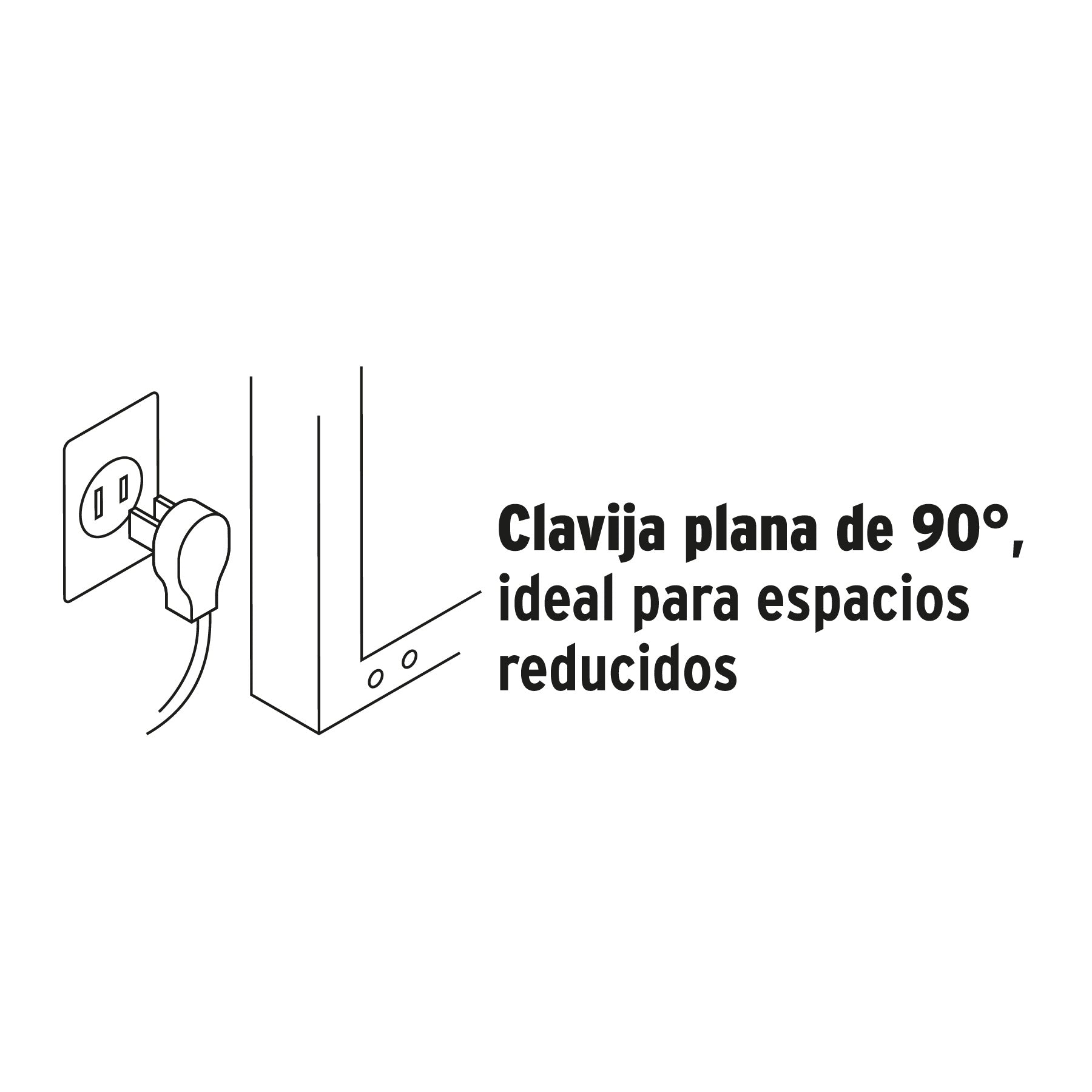 Extensión doméstica aterrizada 3 m blanca con clavija plana