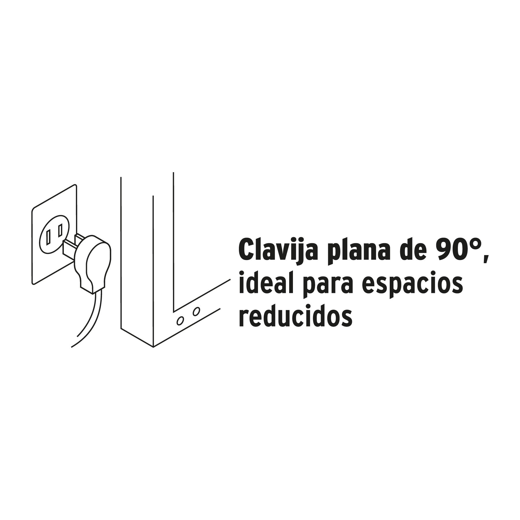 Extensión doméstica aterrizada 6 m blanca con clavija plana