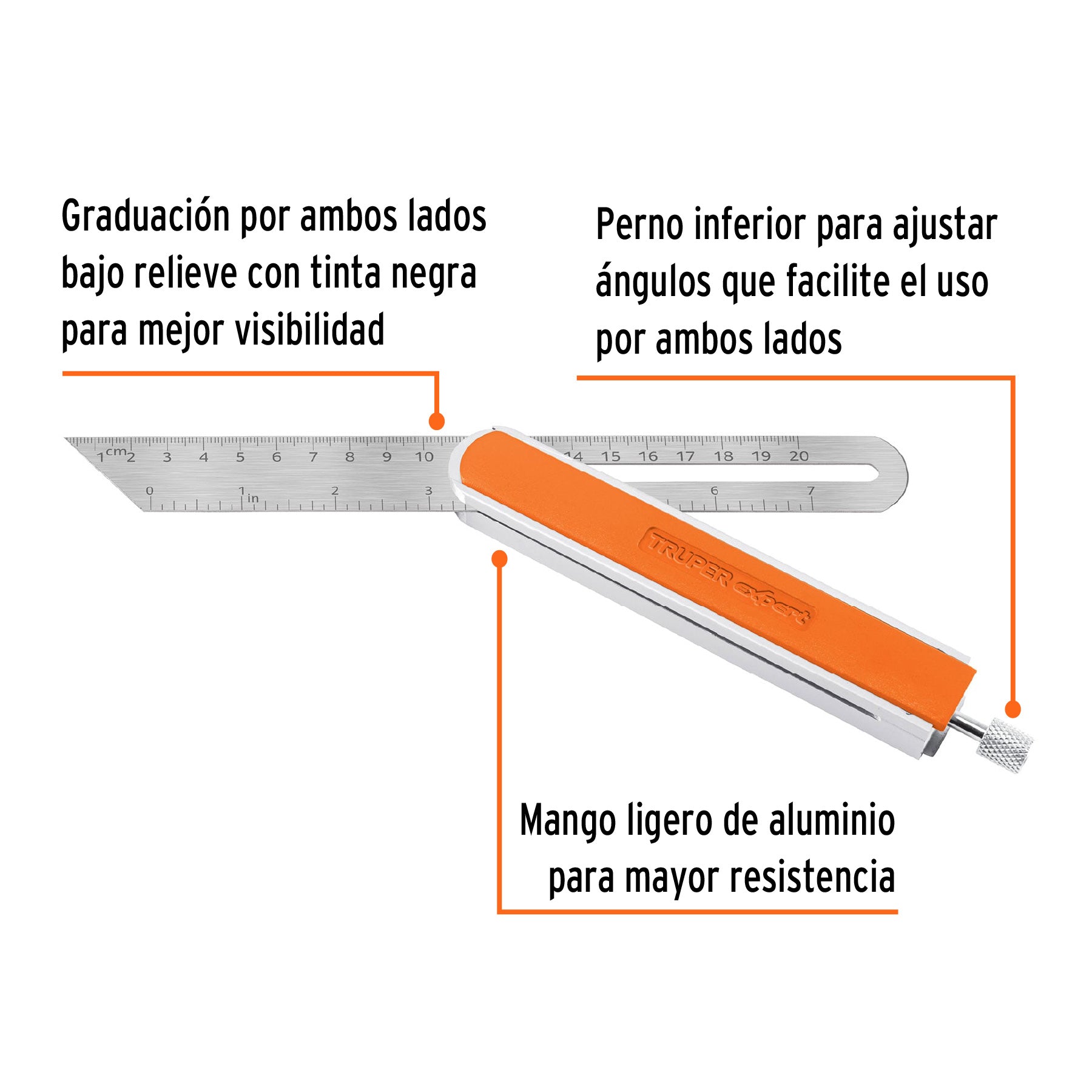 Escuadra 9" falsa de acero inox mango de aluminio, EXPERT