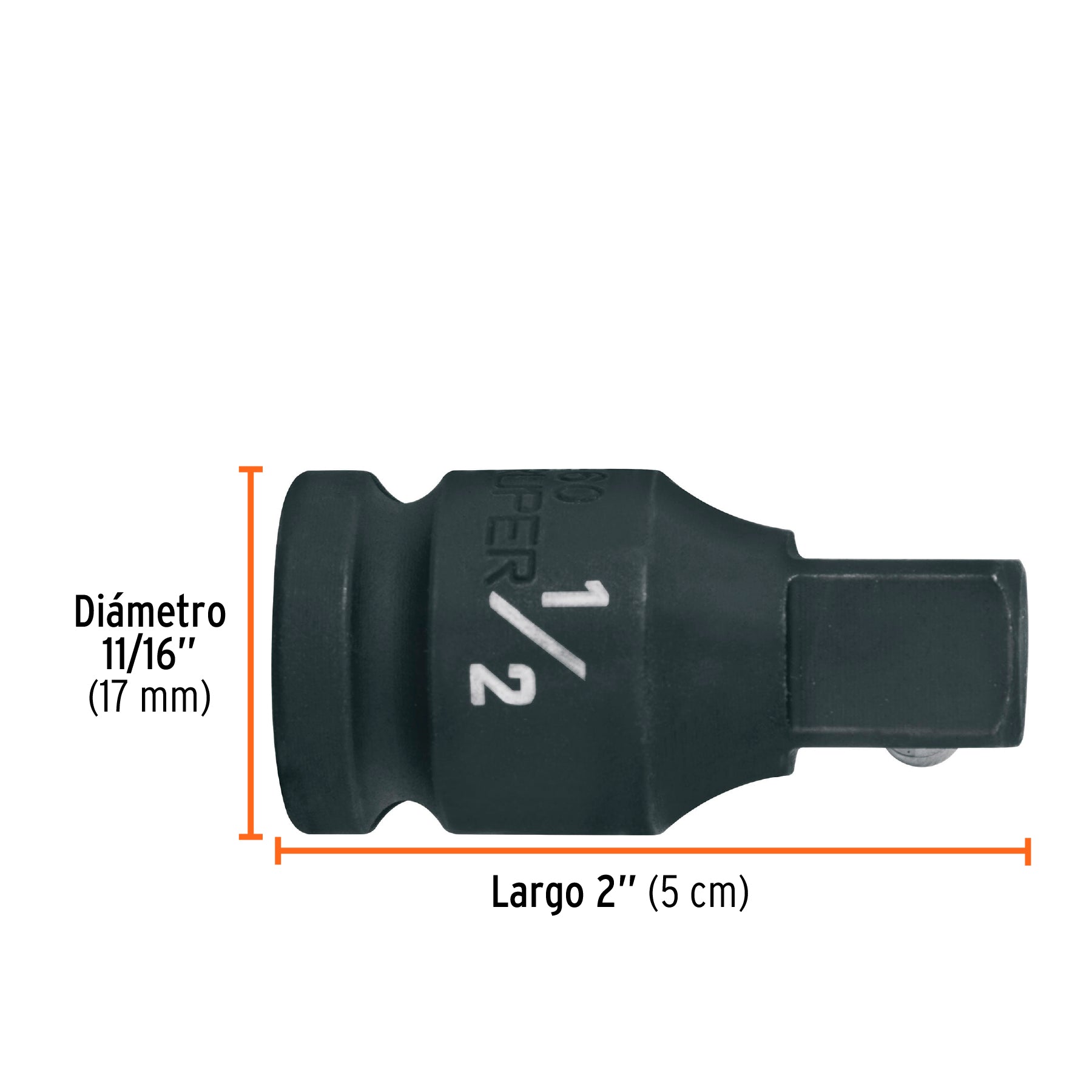Extensión de impacto con cuadro de 1/2", largo 2", TRUPER
