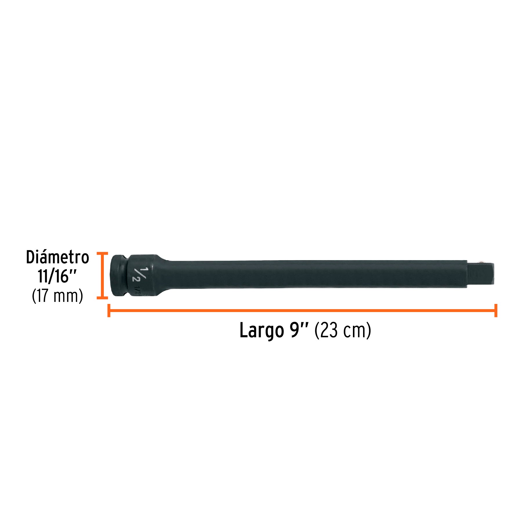 Extensión de impacto con cuadro de 1/2", largo 9", TRUPER