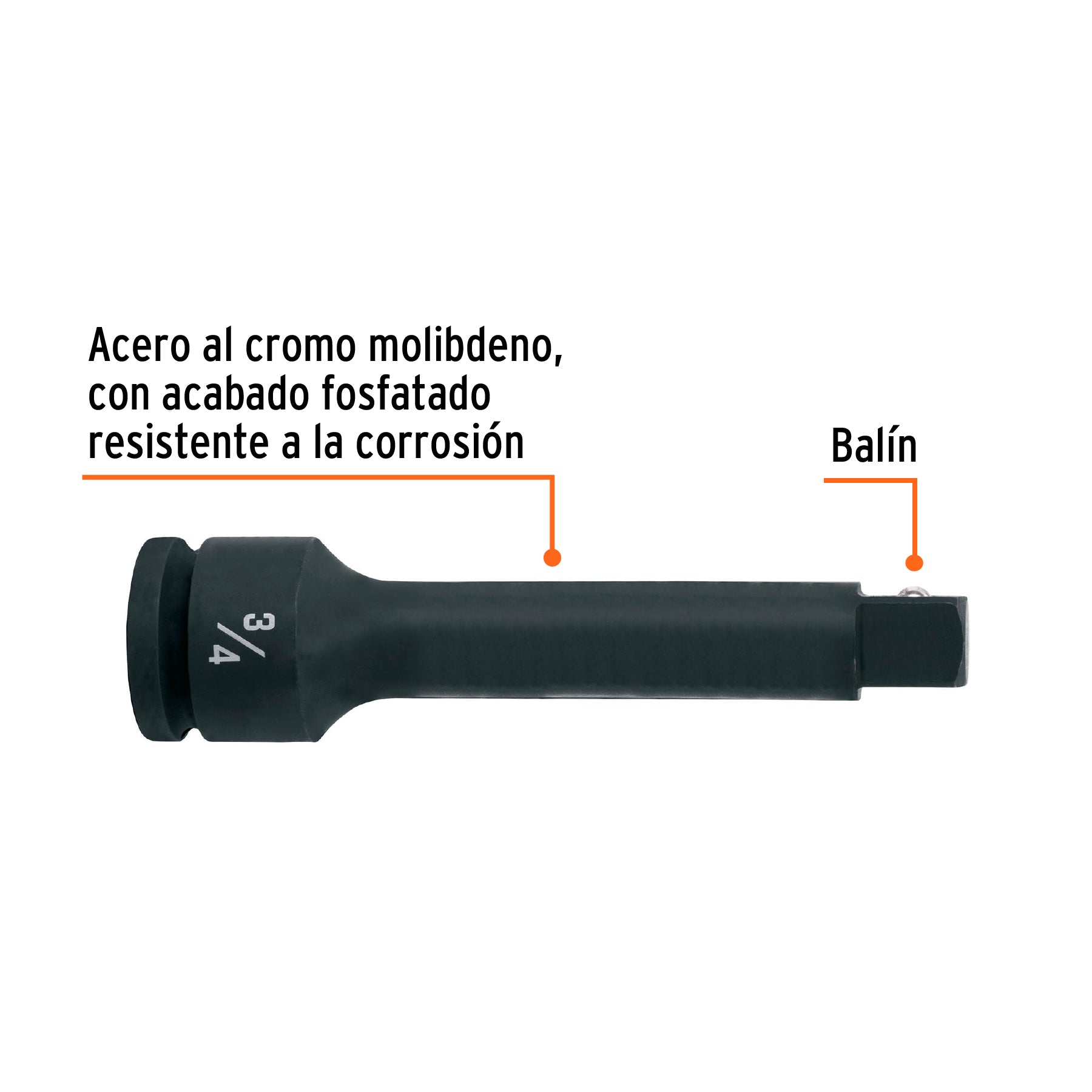 Extensión de impacto con cuadro de 3/4", largo 7", TRUPER