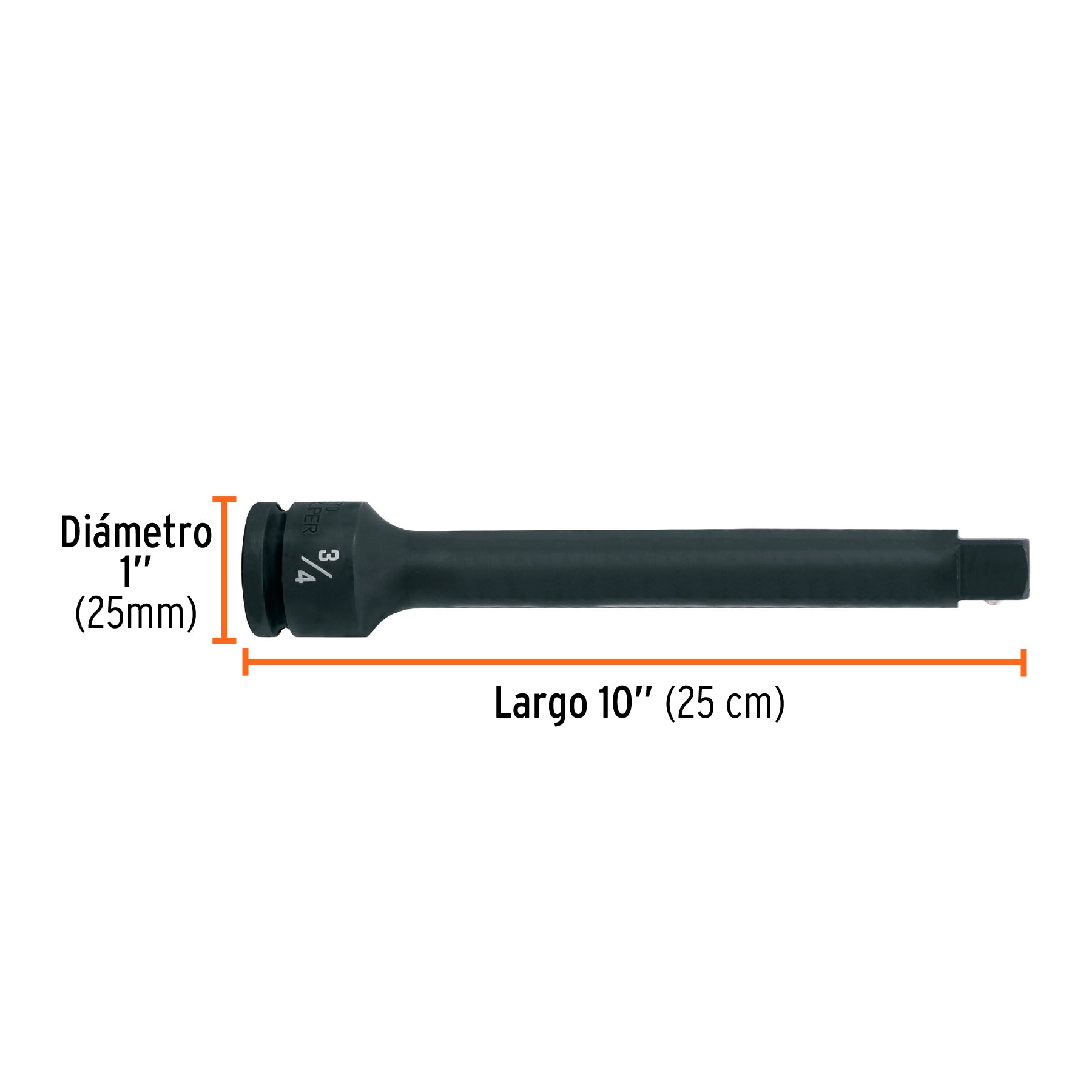 Extensión de impacto con cuadro de 3/4", largo 10", TRUPER