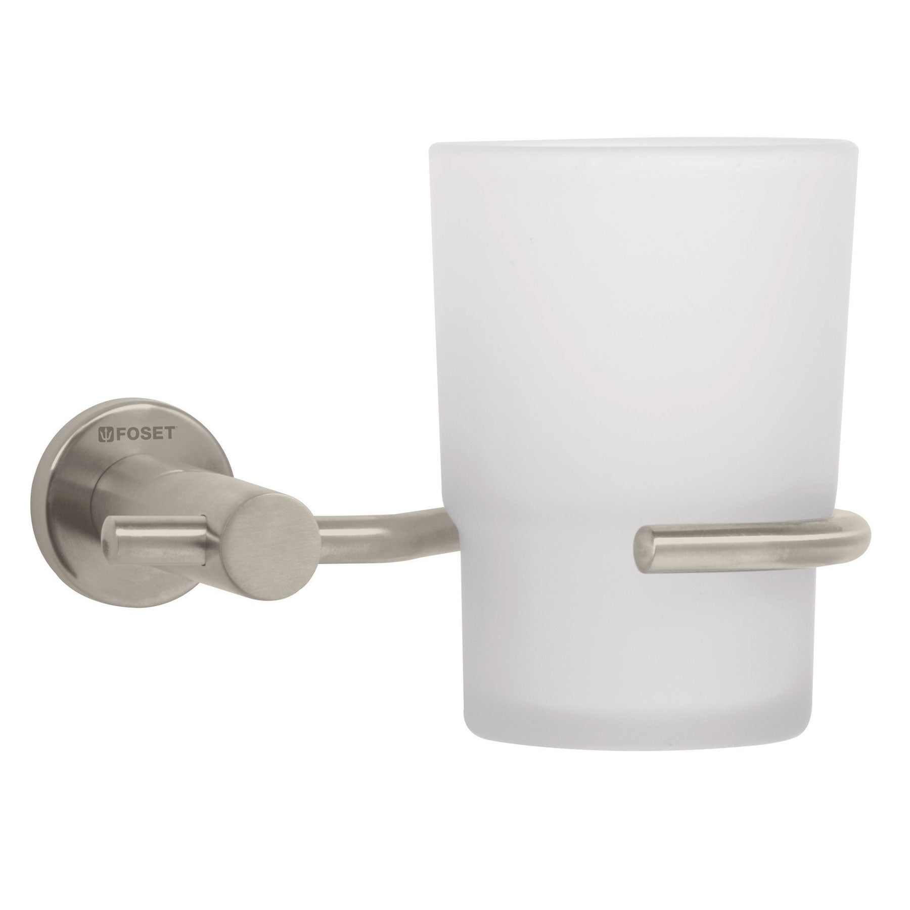 Portavaso cepillero satín con vaso de vidrio, FOSET ELEMENT