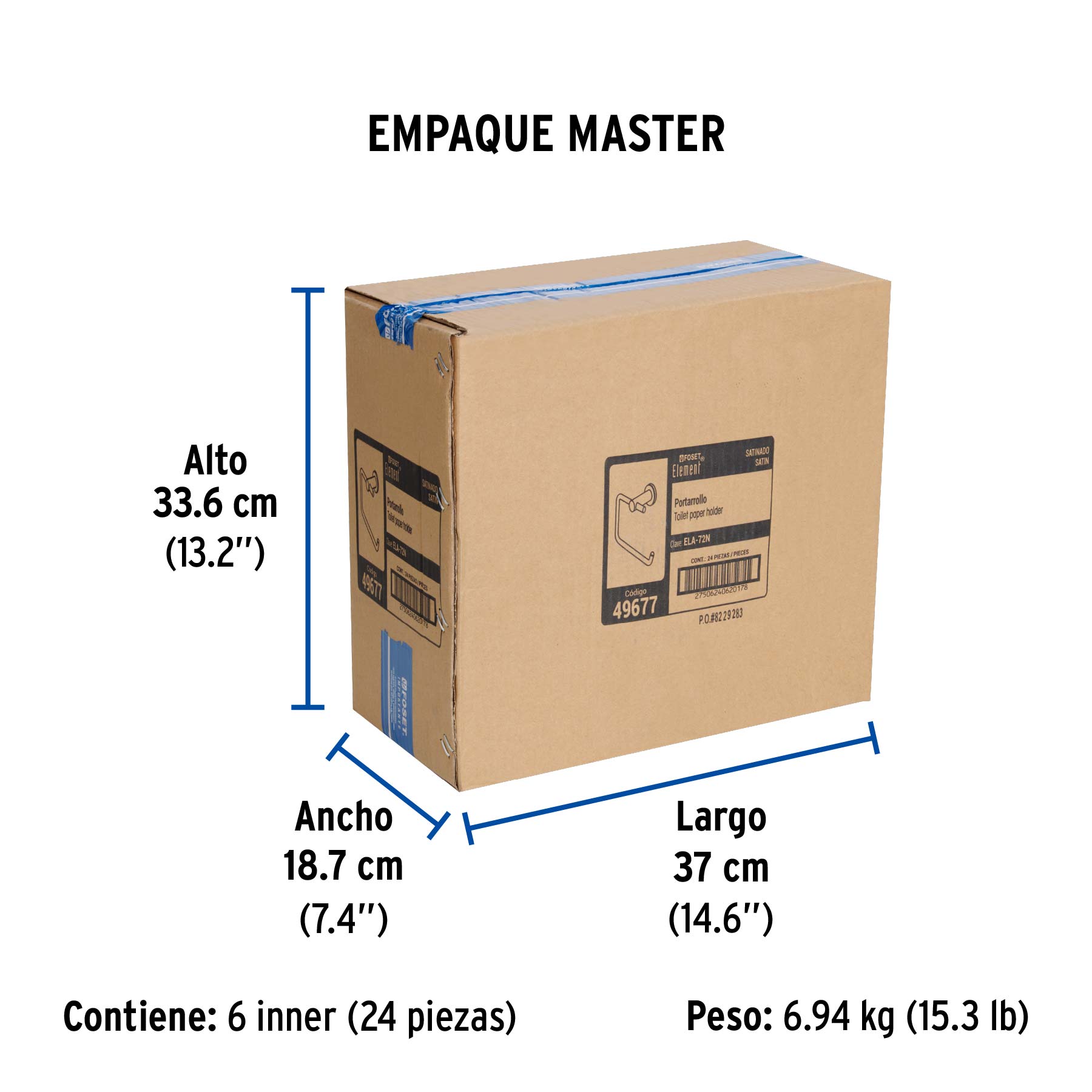 Portarrollo metálico acabado satín, FOSET ELEMENT - Empaque