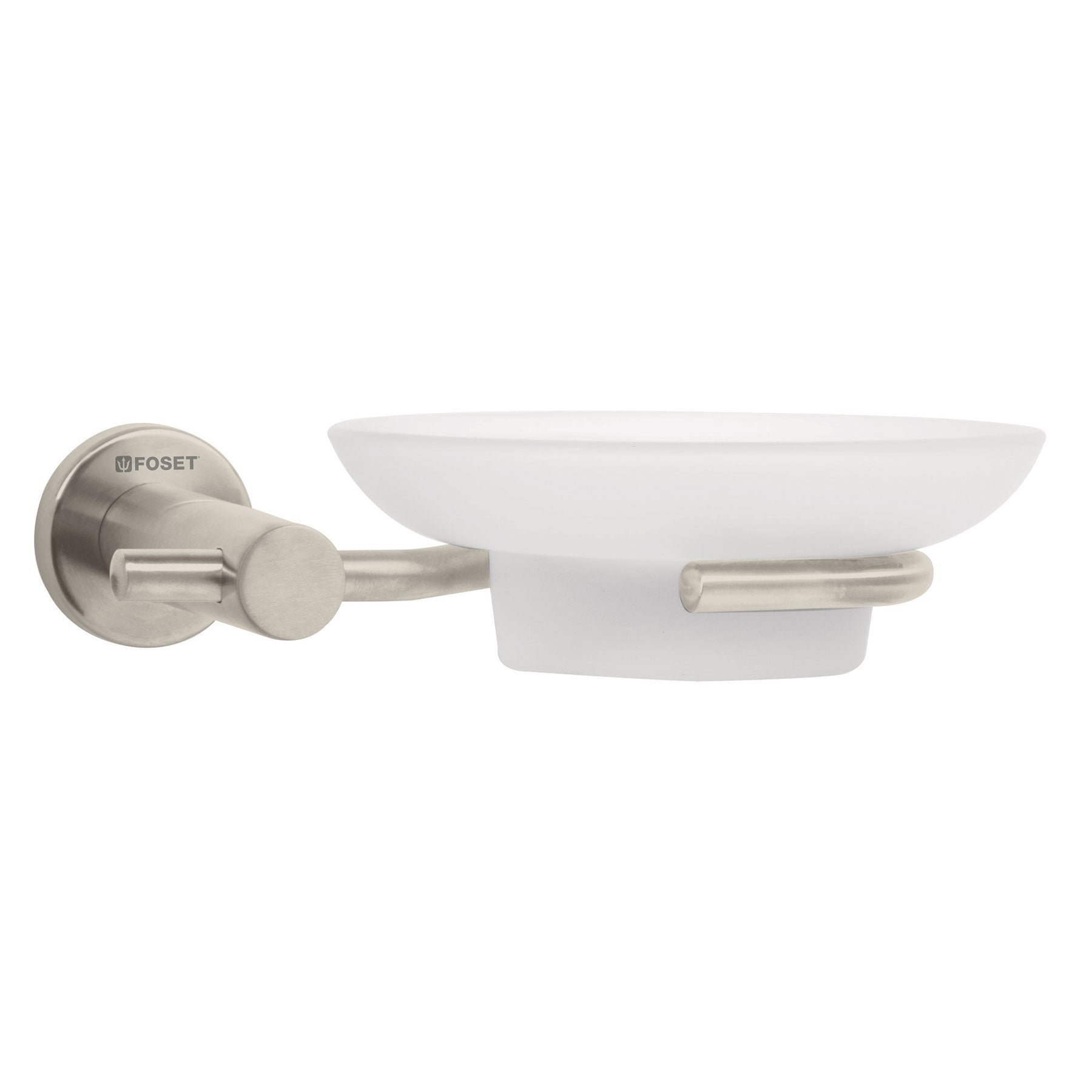 Jabonera metálica satín con plato de vidrio, FOSET ELEMENT